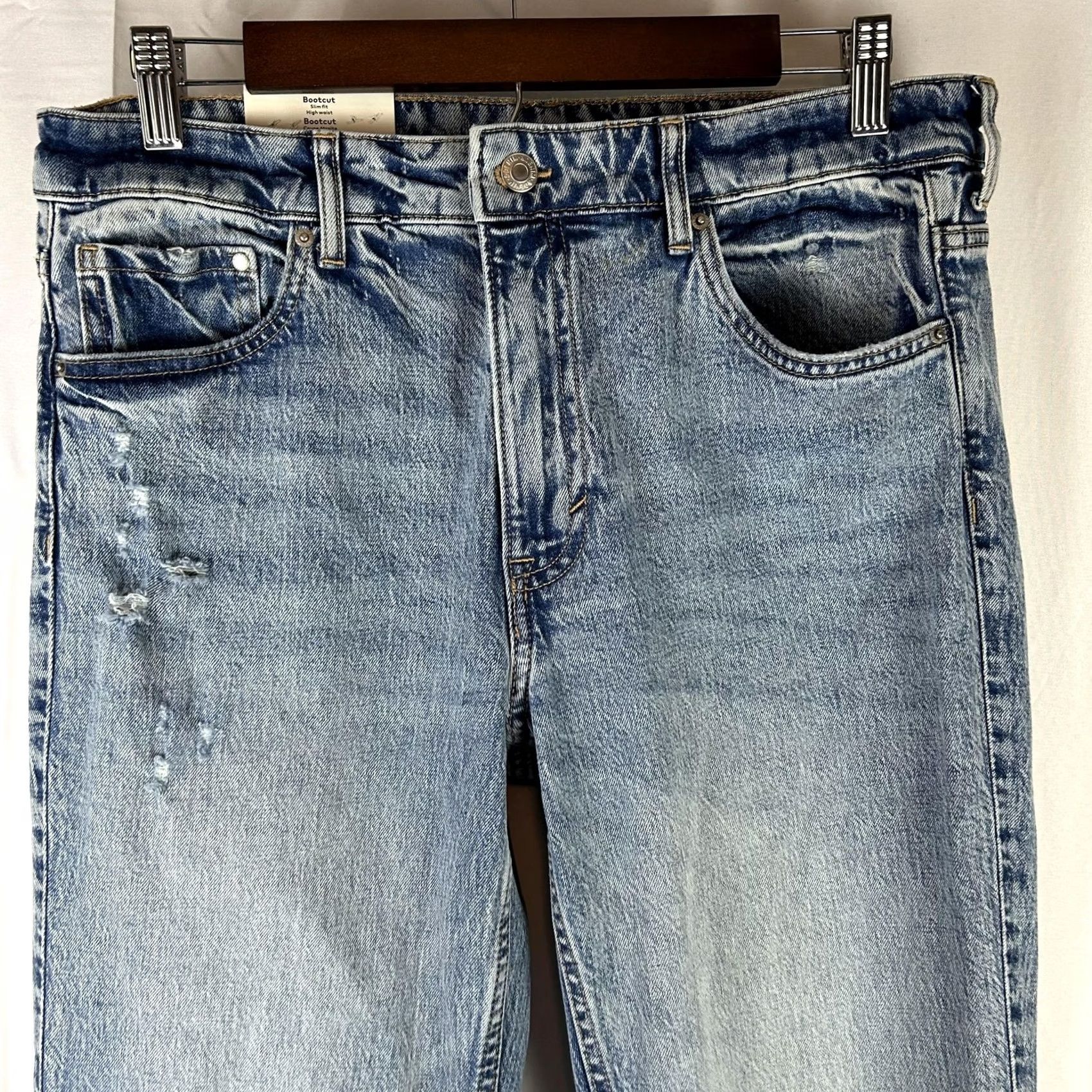 H&M H&M Jeans Womens 10 Blue Bootcut Slim Fit High Waist Light Wash Distressed Denim Size 32" / US 10 / IT 46 - 2 Thumbnail