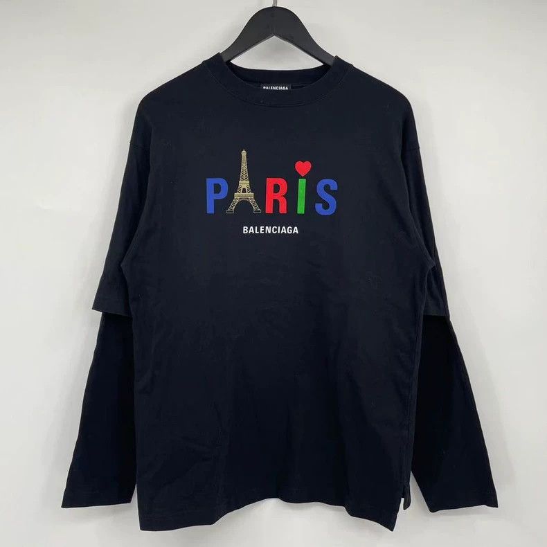 Balenciaga Balenciaga Colorful Eiffel Tower Fake Two-Piece Long Sleev Size US XS / EU 42 / 0 - 1 Thumbnail