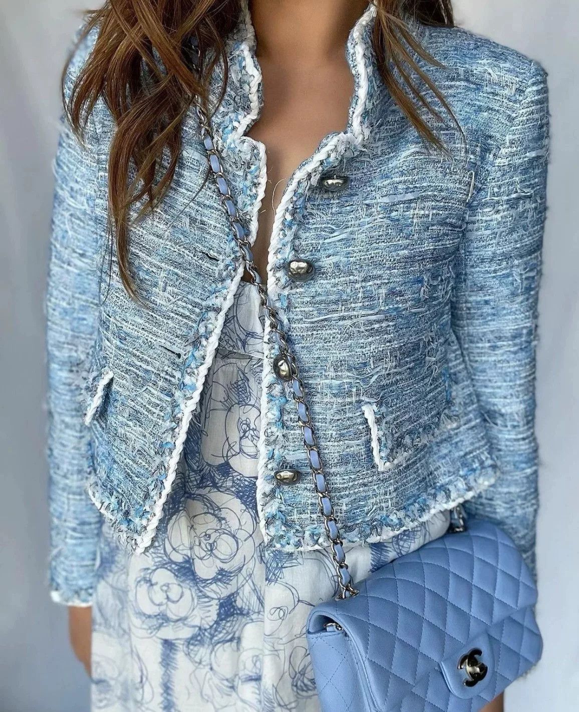 Chanel Chanel Blue Woven Short Coat Size XXS / US 00 / IT 34 - 1 Thumbnail