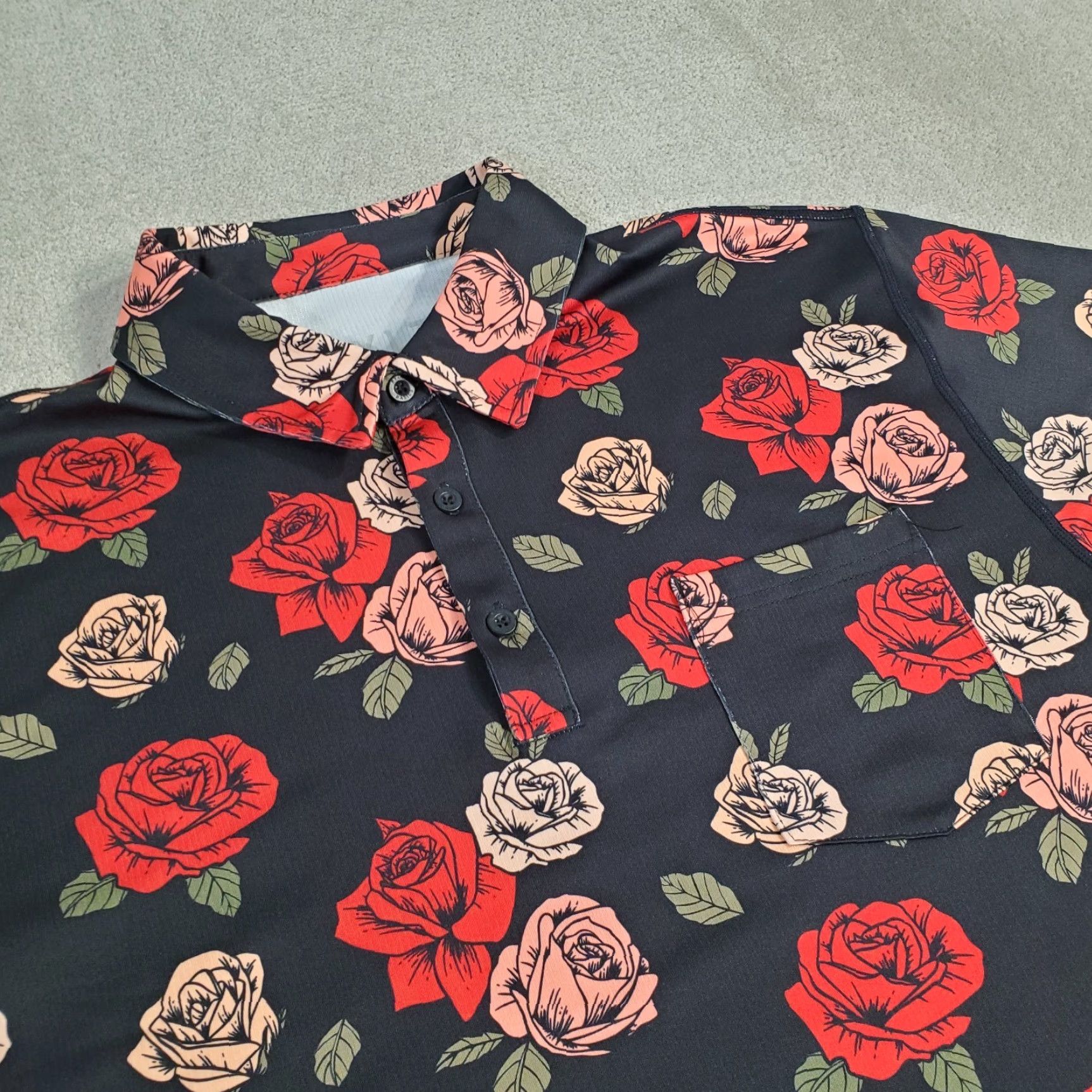 Vintage BYLT DCSS Executive Polo Shirt Mens M Black Floral Roses Performance Logo Shirt Size US M / EU 48-50 / 2 - 2 Thumbnail