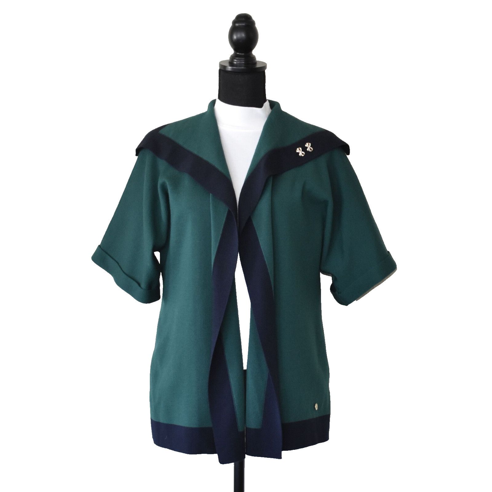 Escada ESCADA Green Wool Knit Open Front Short Sleeve Jacket Sz 44 Size XL / US 12-14 / IT 48-50 - 1 Thumbnail