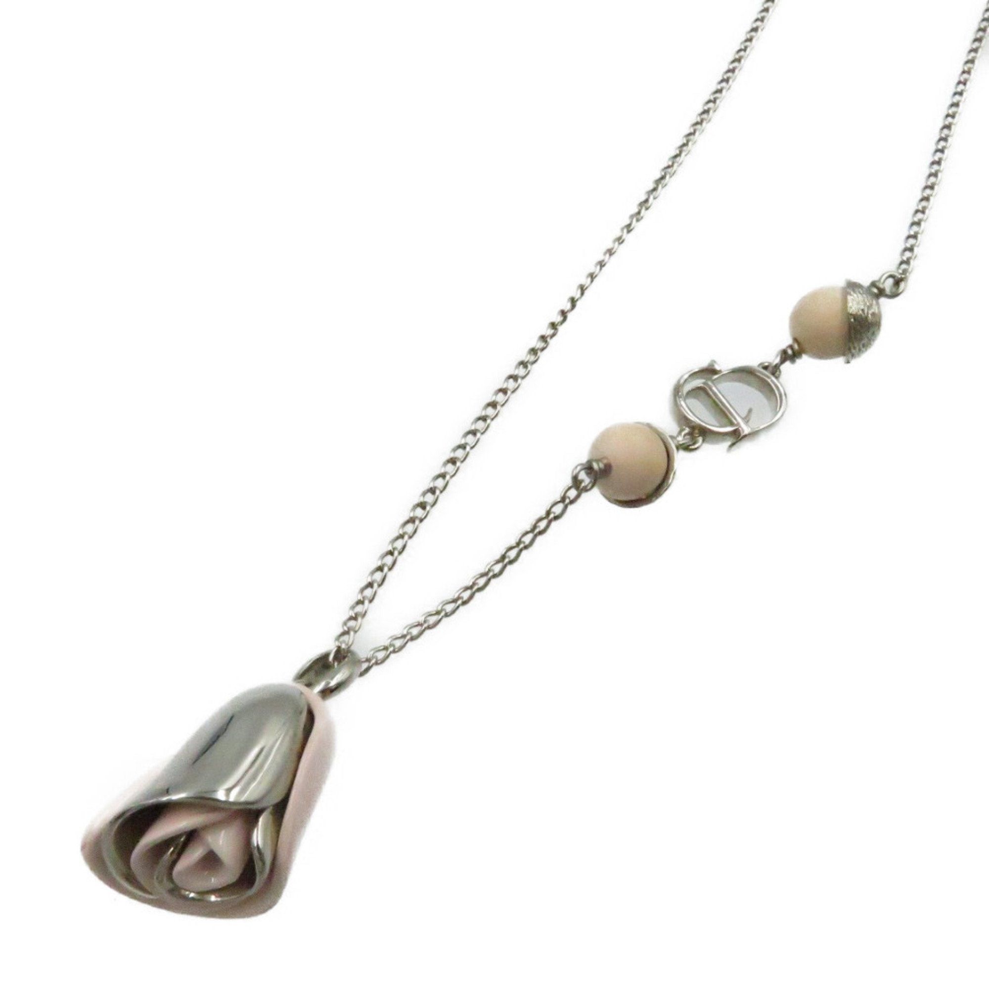 image of Christian Dior Dior Rose Flower Motif Necklace 0262 in Black, Women's
