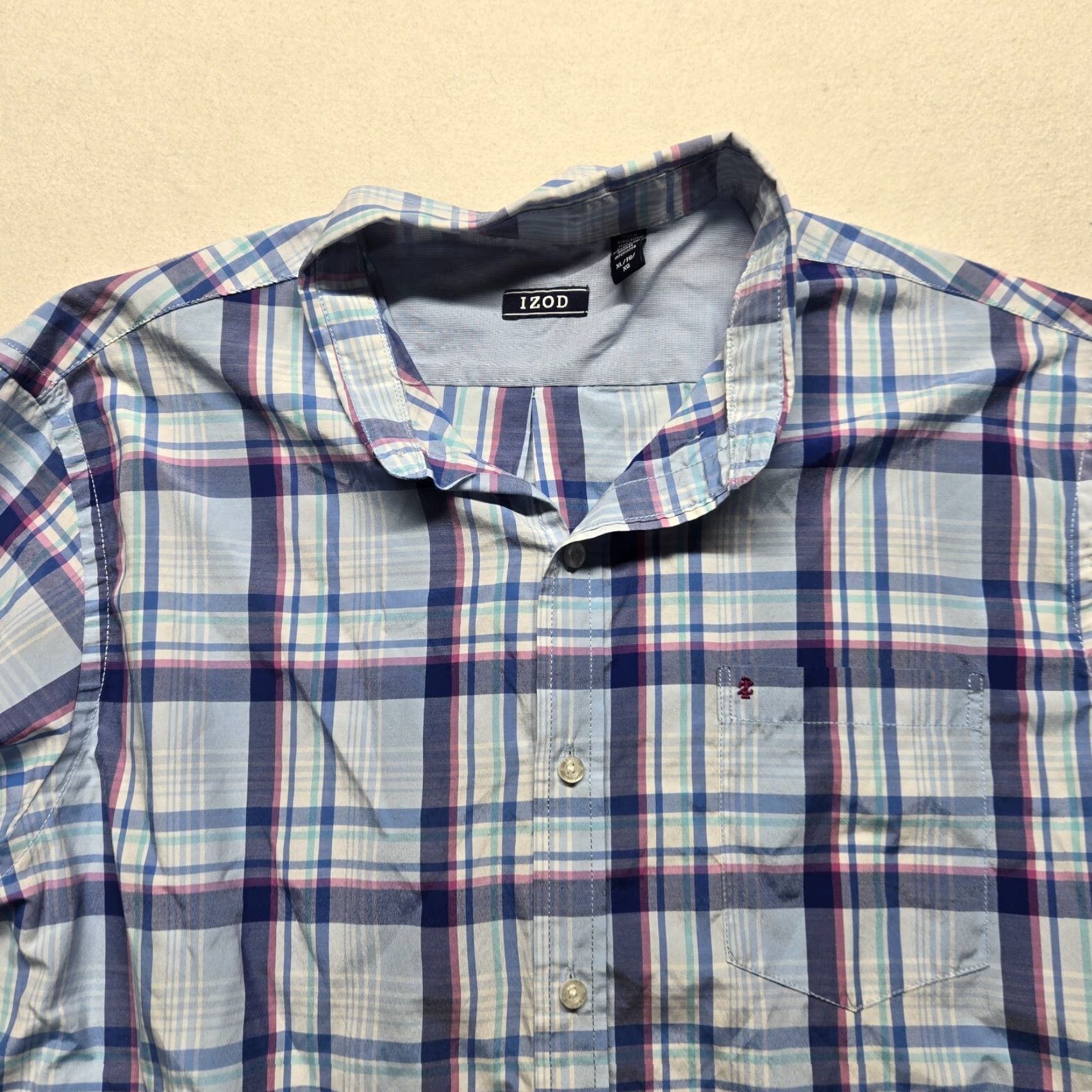 Izod VINTAGE Izod Shirt Plaid Button-Up Long Sleeve Adult Mens XL Blue Cotton Size US XL / EU 56 / 4 - 2 Thumbnail