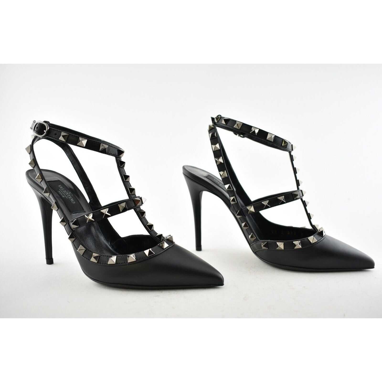 Valentino Rockstud Noir Ankle Strap Pointed Sandal Heel Pump 36.5 Size US 6.5 / IT 36.5 - 4 Thumbnail