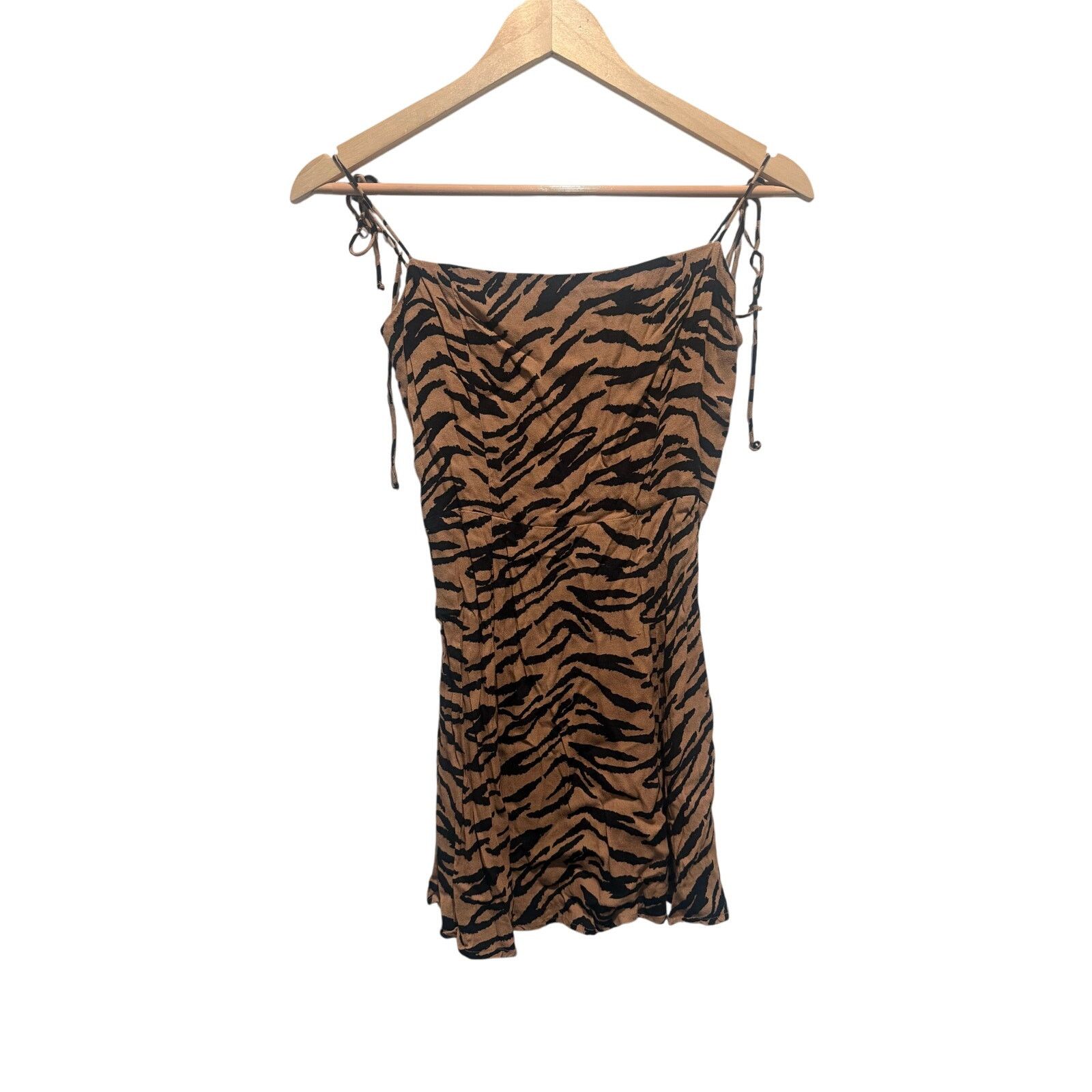 Reformation Tiger Print Mini Dress Tie-Strap Slip Style 4