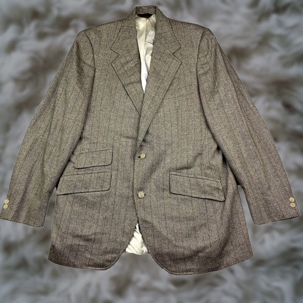 Southwick VINTAGE Southwick Blazer Jacket Men Tweed 2-Button Brown Beige Herringbone 42 R USA Womens Mens girls Size 42R - 1 Thumbnail