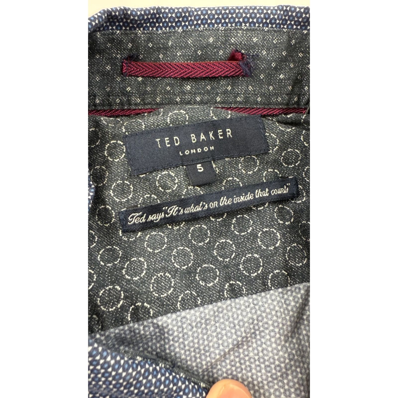 Ted Baker Ted Baker Shirt Mens Large Blue Patterned Button-Down Long Sleeve Cotton Size US L / EU 52-54 / 3 - 4 Thumbnail