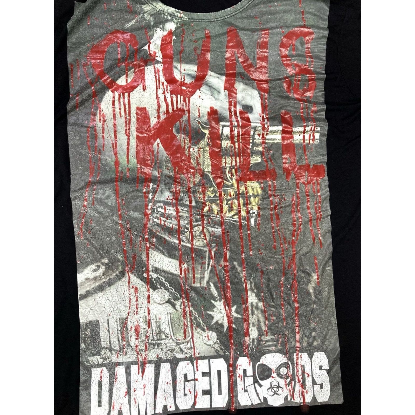 Vintage Damaged Goods Guns Kill Graphic T-shirt Men Medium Black Shirt Mens Size US M / EU 48-50 / 2 - 2 Thumbnail