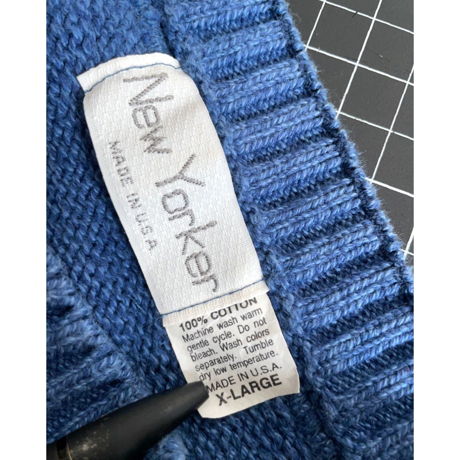 Vintage VINTAGE New Yorker Diamond Pattern Sweater Men XL Blue Beige Crew Neck 80s 90s Preppy Chunky Knit Pullover Relaxed Fit Knit Cotton Sweater Size US XL / EU 56 / 4 - 4 Thumbnail