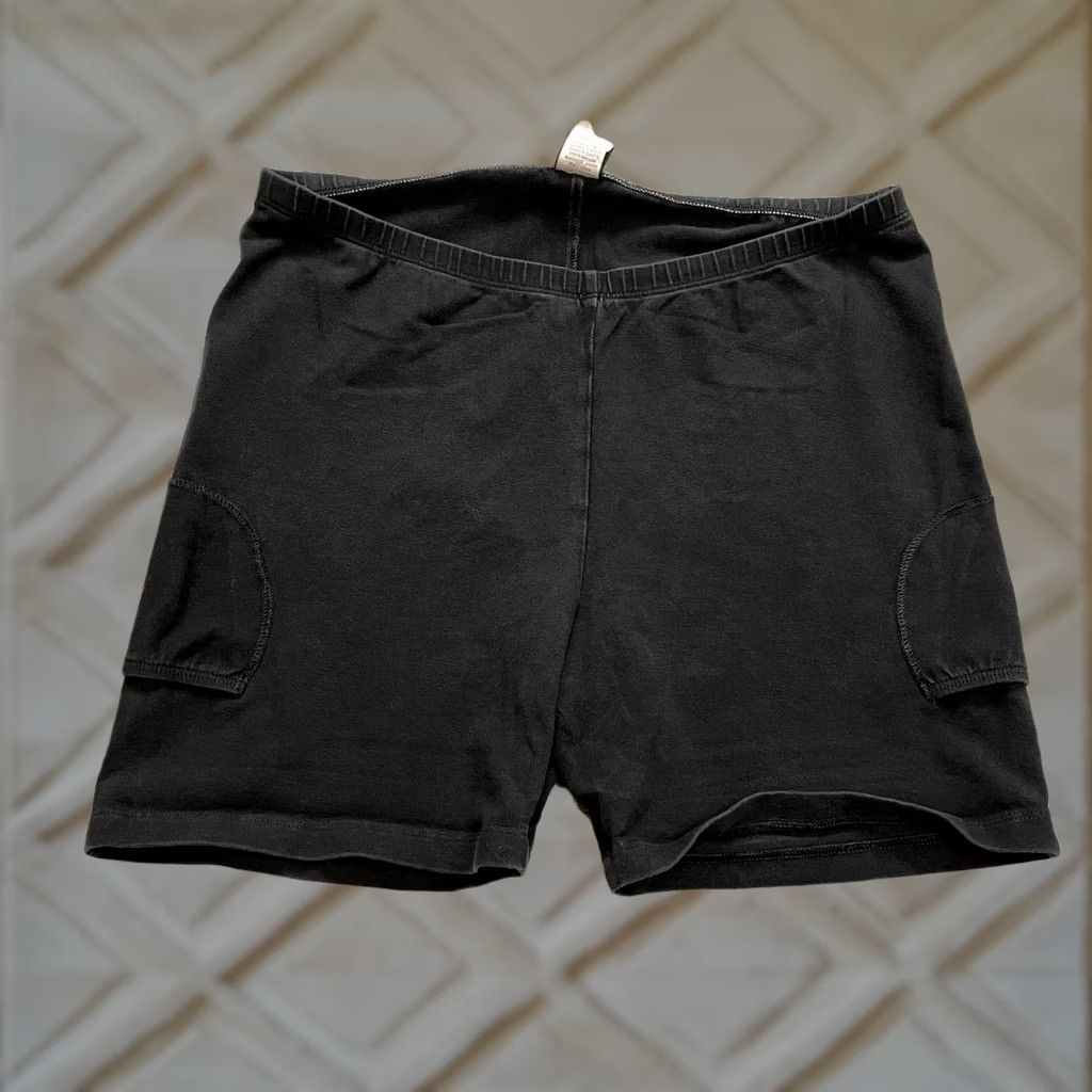Vintage Junonia Sweat Shorts Womens 1X Black Solid Casual Pockets Adult Logo Size 30" / US 8 / IT 44 - 1 Thumbnail
