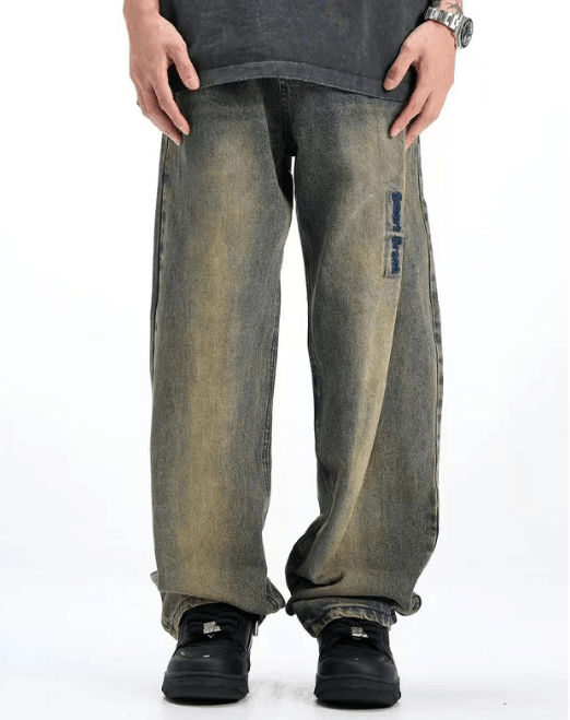 Japanese Brand American high street distressed embroidered letter jeans Size US 32 / EU 48 - 1 Thumbnail