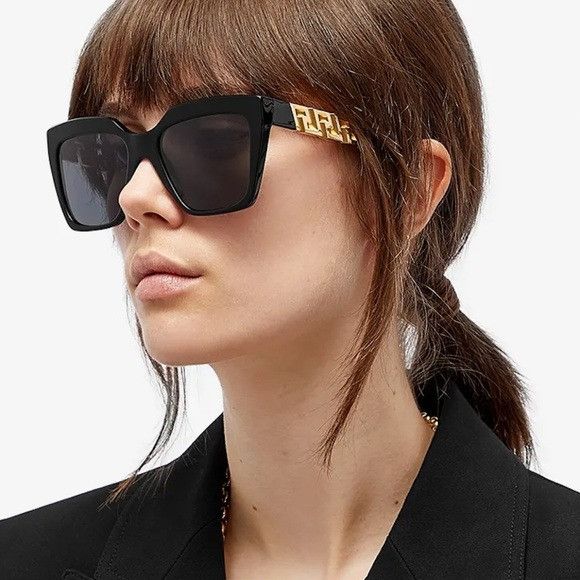 image of New Versace Ve4418F - Gb187 Sunglasses in Black, Women's