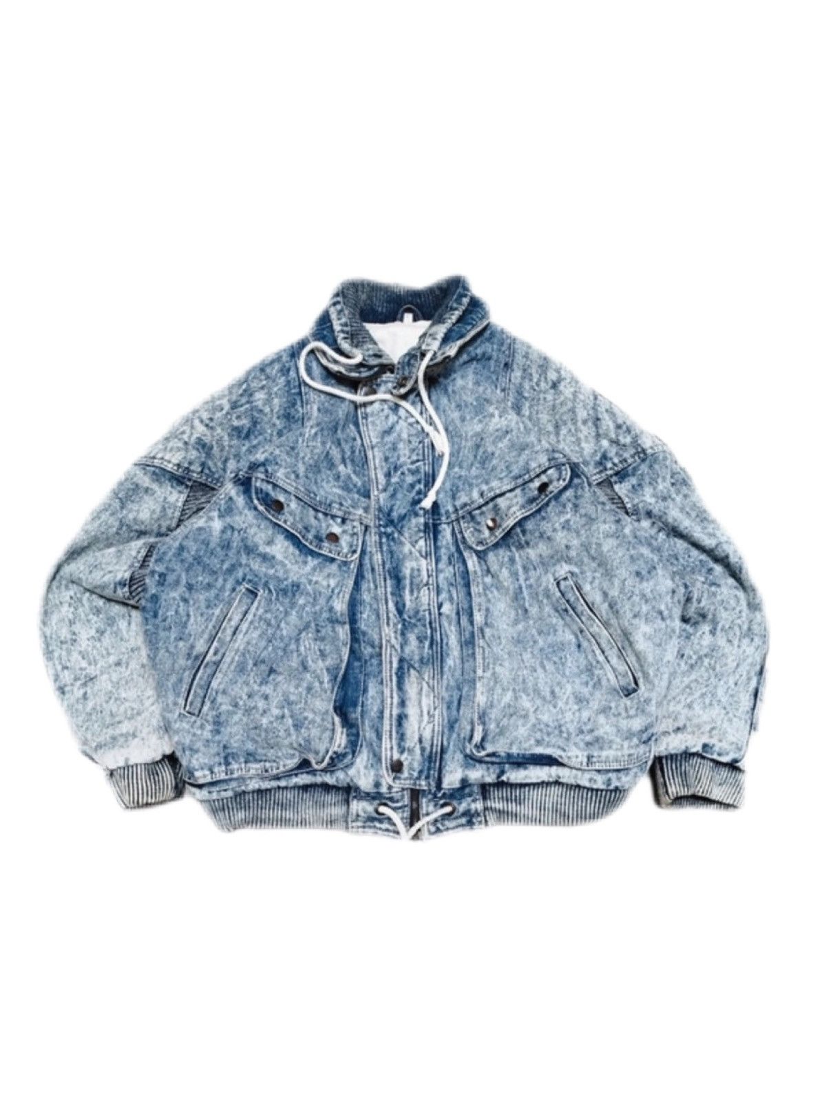 Designer × Vintage 90s vintage Faded denim Oversized box cut Bomber jacket Size US XL / EU 56 / 4 - 1 Thumbnail