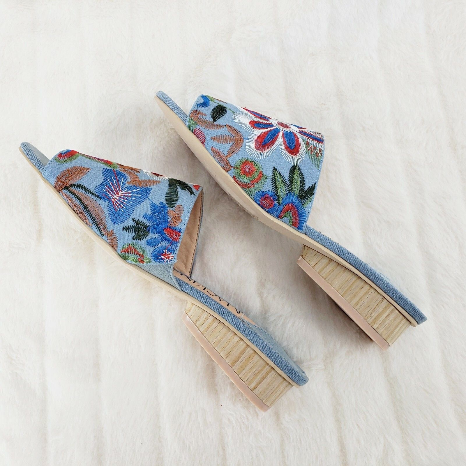Other Mac J Denim Slip On Flats Mules Clog Slipper Embroidered Flo Size US 7.5 / IT 37.5 - 6 Thumbnail