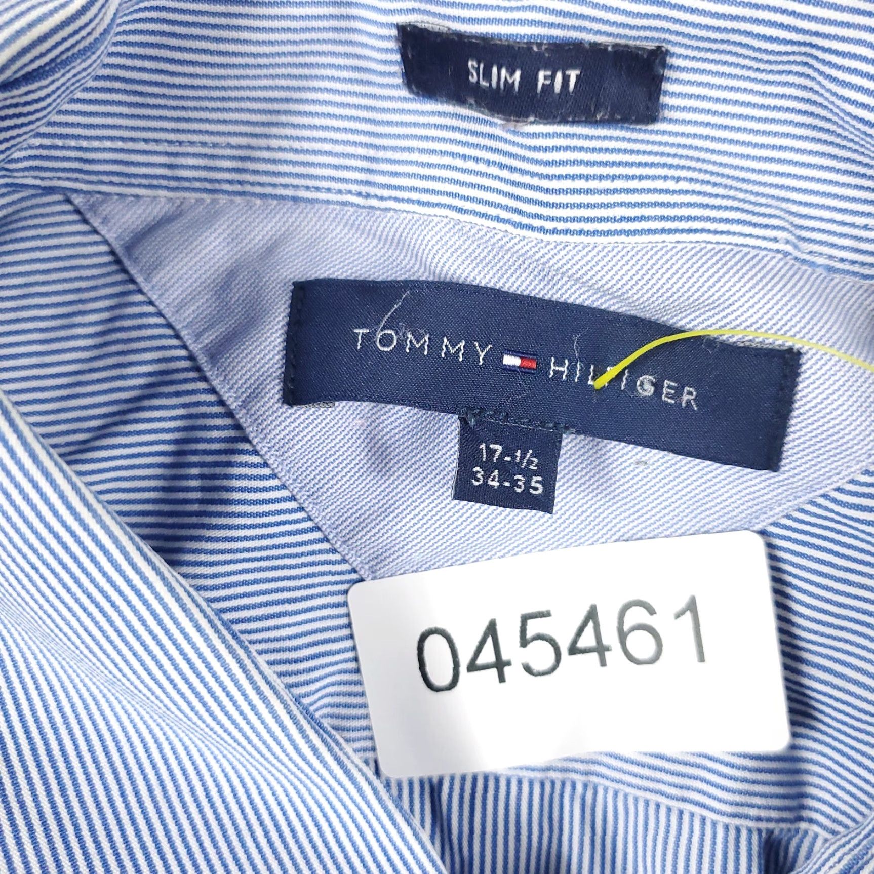 Tommy Hilfiger VINTAGE Tommy Hilfiger Shirt Mens 17.5 Blue Striped Dress Shirt Long Sleeve Button Up Size 46R - 8 Thumbnail