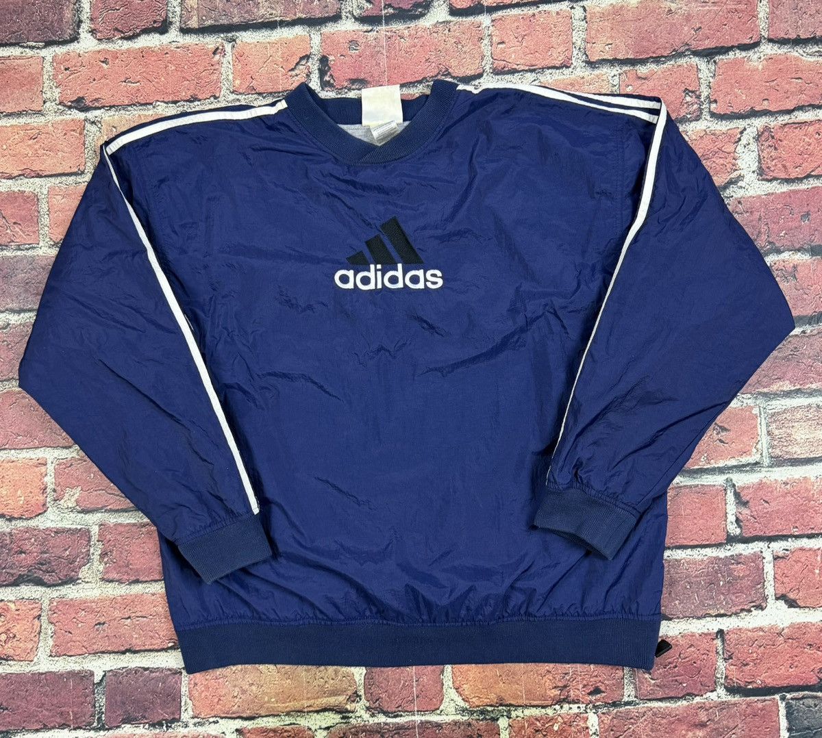 Adidas Vintage Adidas Pullover Jacket Windbreaker Lined 3 Stripe Size US XL / EU 56 / 4 - 1 Thumbnail