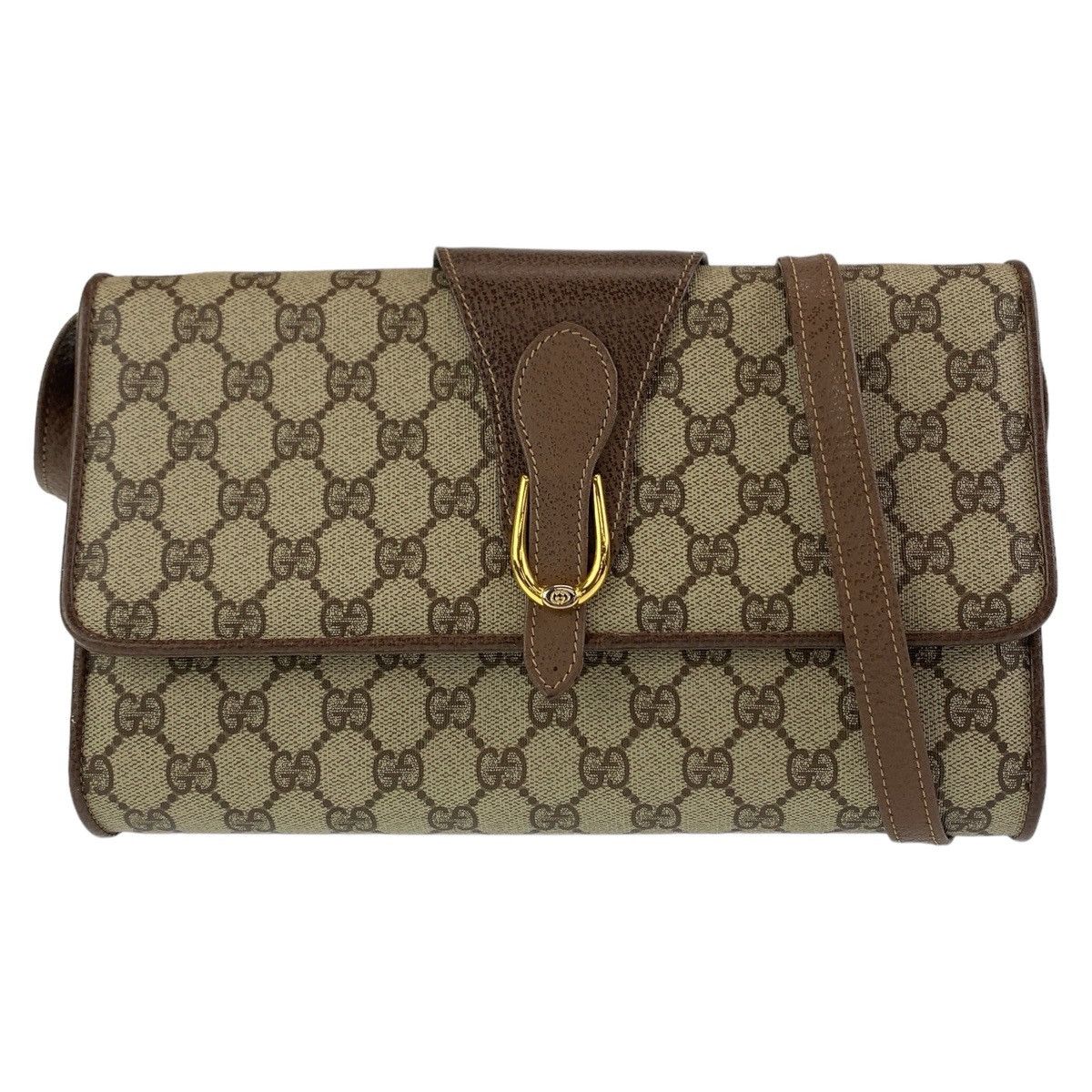 Gucci Gucci Gucci Old GG Pattern Beige Brown PVC Shoulder Bag Canvas Crossbody Bag 004865 in Very Good Condition Size ONE SIZE - 1 Thumbnail