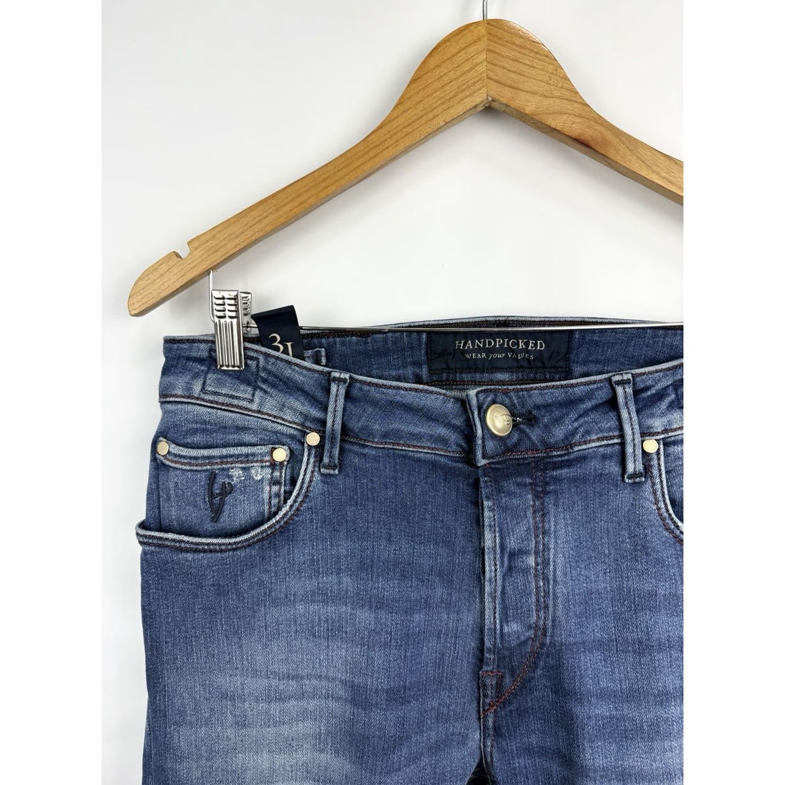 Vintage Handpicked Luxury Jeans Made in Italy Slim Fit Size 31 Jeans Men Blue Size US 31 - 6 Thumbnail