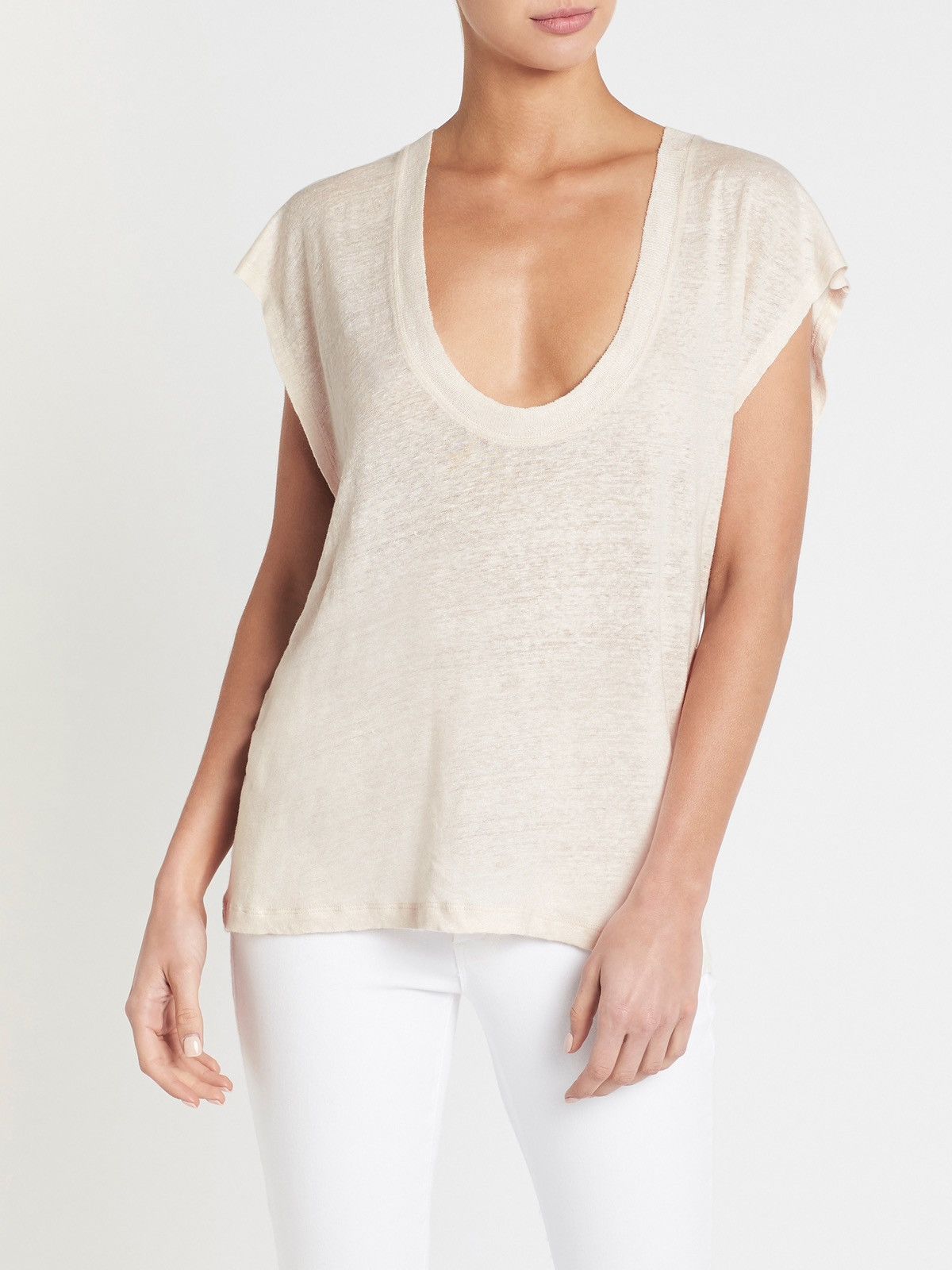 Iro Iro Dirk Linen Scoop Neck Tank Tee Size XS / US 0-2 / IT 36-38 - 1 Thumbnail