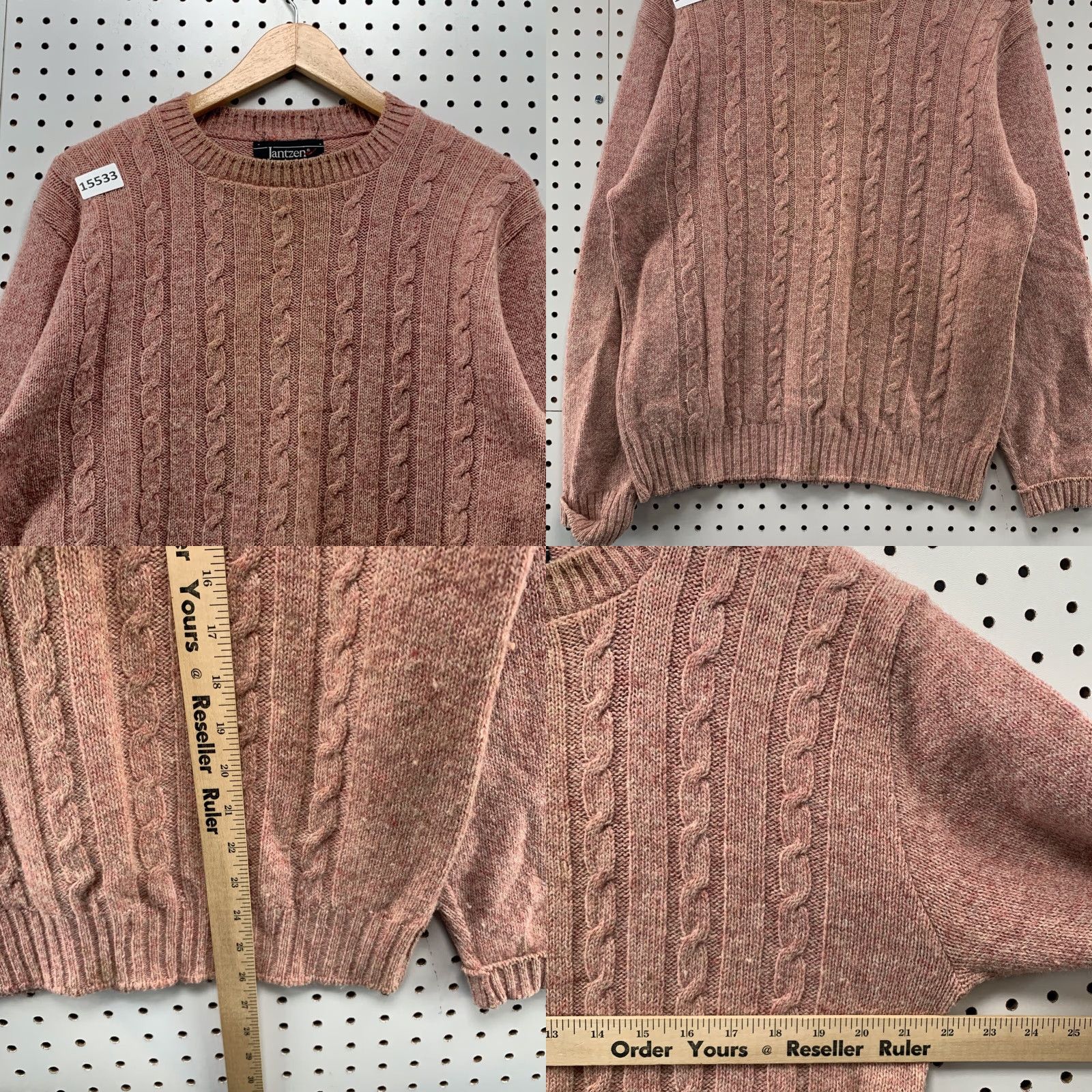 Jantzen VINTAGE Jantzen Wool Cable Knit Pullover Sweater Womens Medium Academia 21X26 Size M / US 6-8 / IT 42-44 - 8 Thumbnail