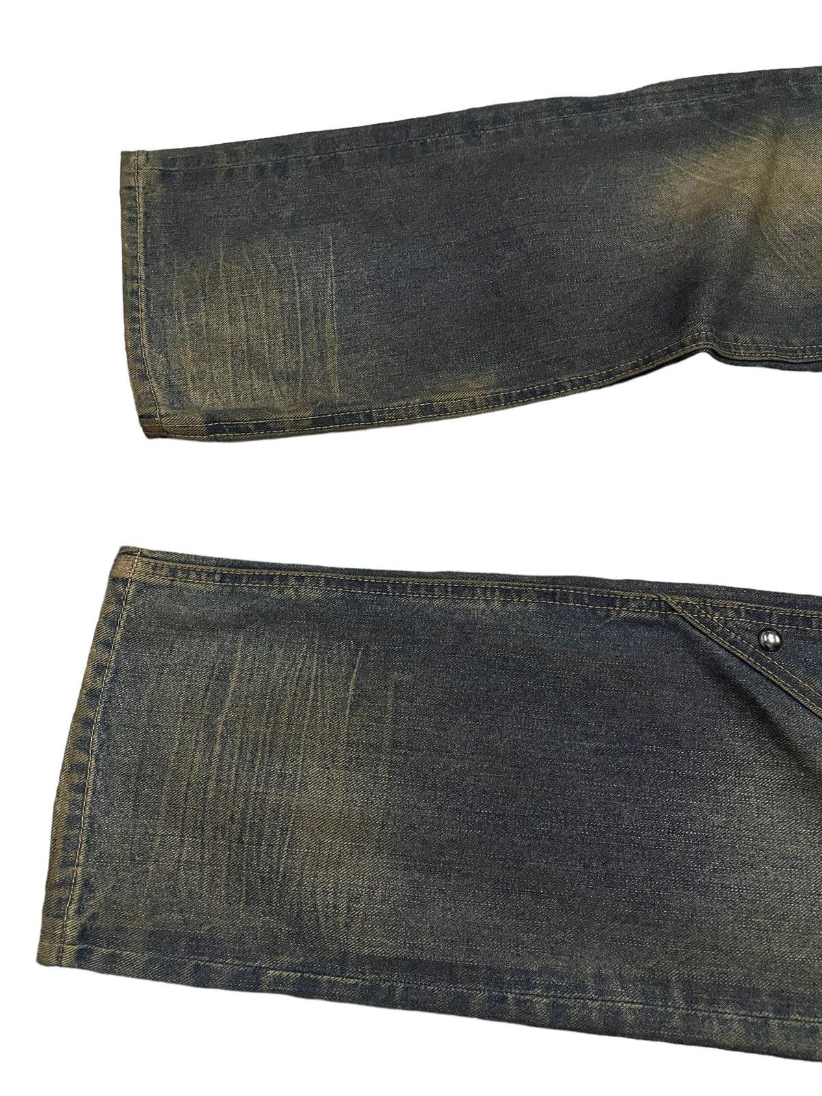 Hysteric Glamour × Levi's × Obelisk Levis 501 Asymmetrical Distressed Piercing Studded Mud Jeans Size US 32 / EU 48 - 12 Thumbnail