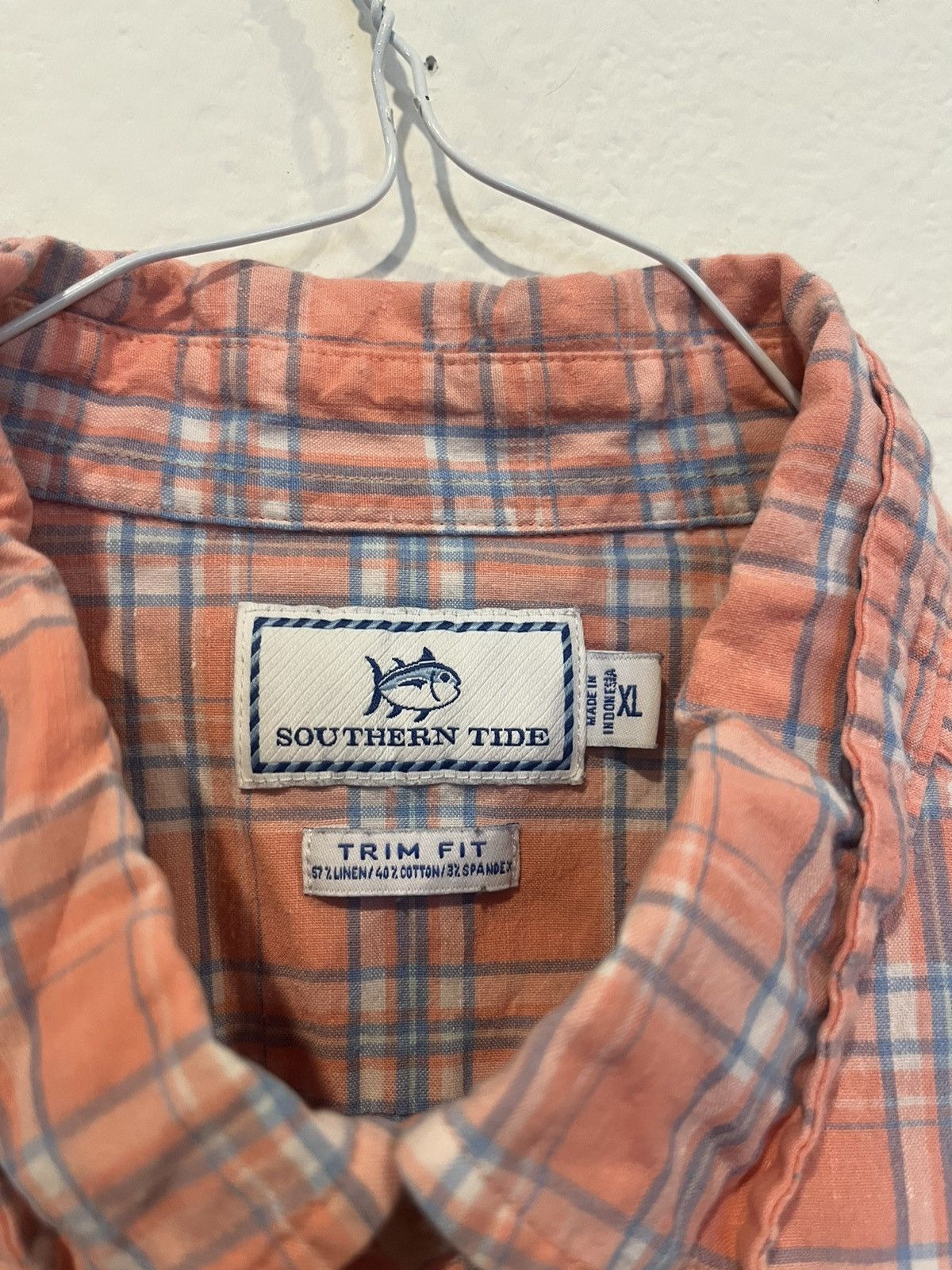 Southern Tide Southern Tide Long Sleeve Men’s Button Down Pink Plaid Linen Size US XL / EU 56 / 4 - 2 Thumbnail