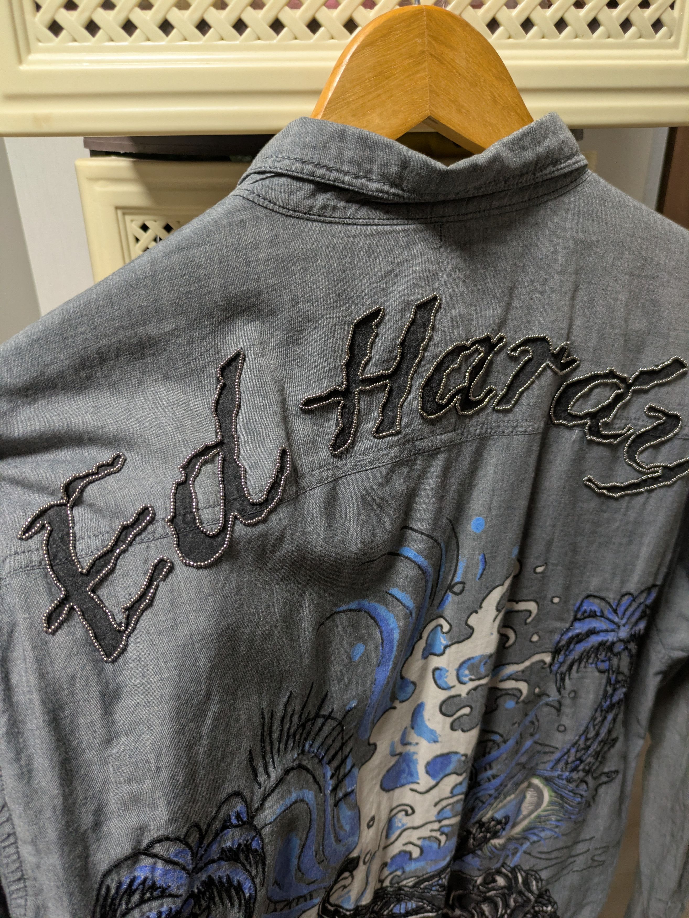 Ed Hardy Vintage Ed Hardy Embroidered Panther Wave Western Shirt Y2K Size US L / EU 52-54 / 3 - 3 Thumbnail