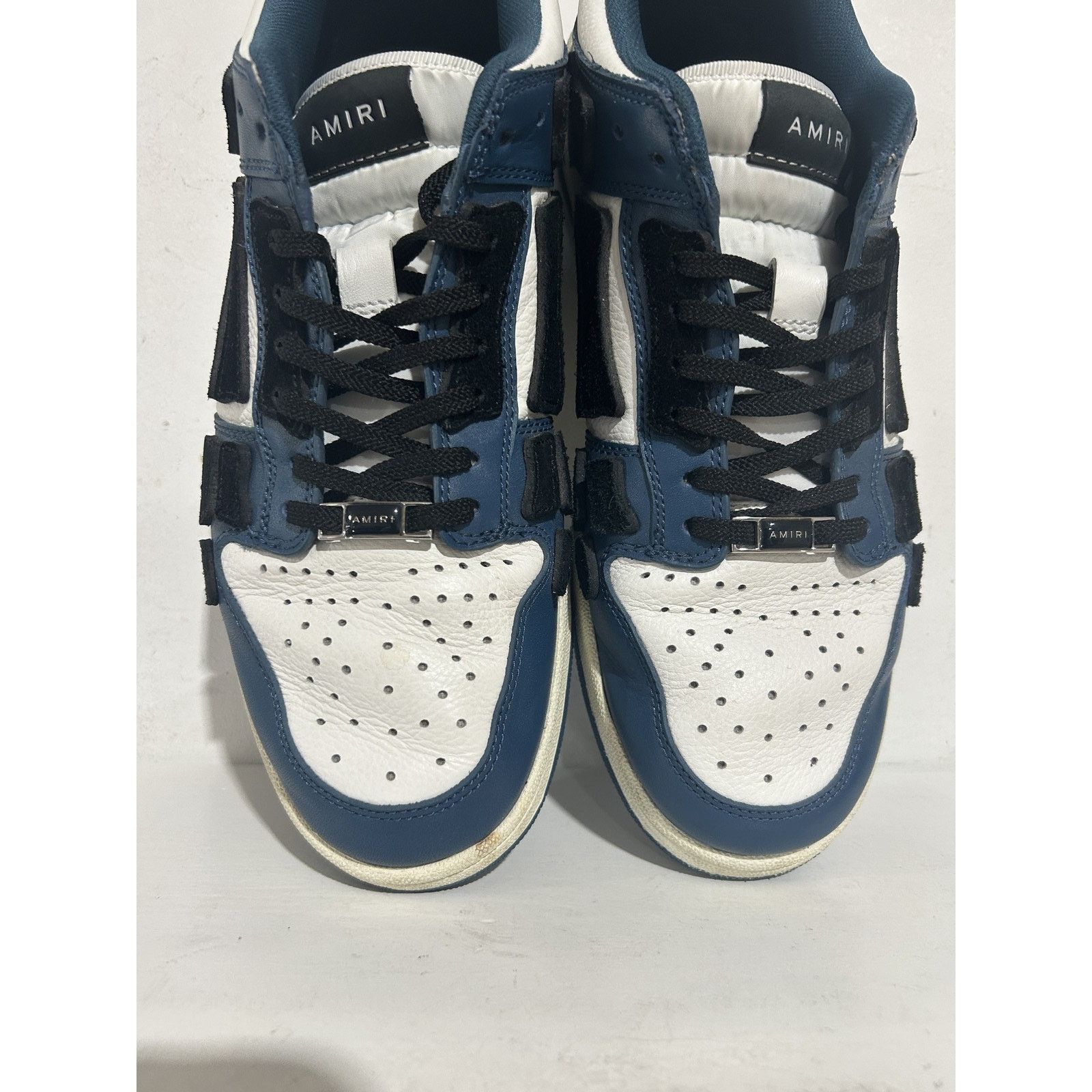 Amiri AMIRI SKEL WHITE NAVY LOW TOP SIZE 11 PREOWNED Size US 11 / EU 44 - 4 Thumbnail