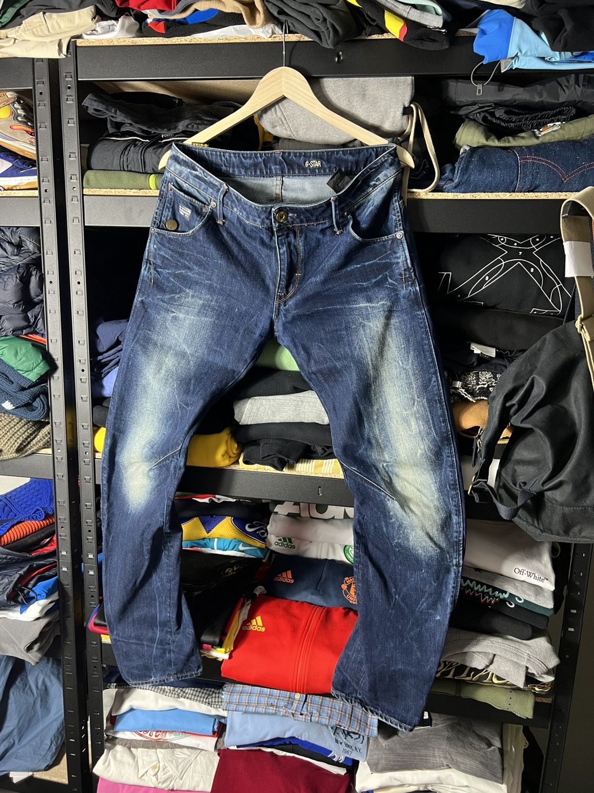 G-Star G-Star Raw ARC 3D Slim Fit Jeans Distressed Blue Denim Size US 32 / EU 48 - 7 Thumbnail
