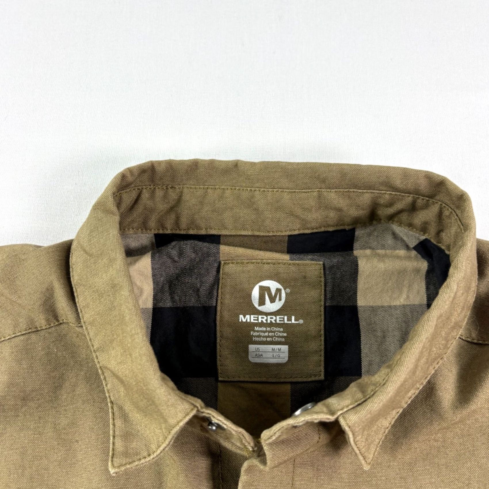 Merrell Merrell Jacket Mens Medium Brown Snap Up Overshirt Collared Plaid Lined Coat Size US M / EU 48-50 / 2 - 4 Thumbnail