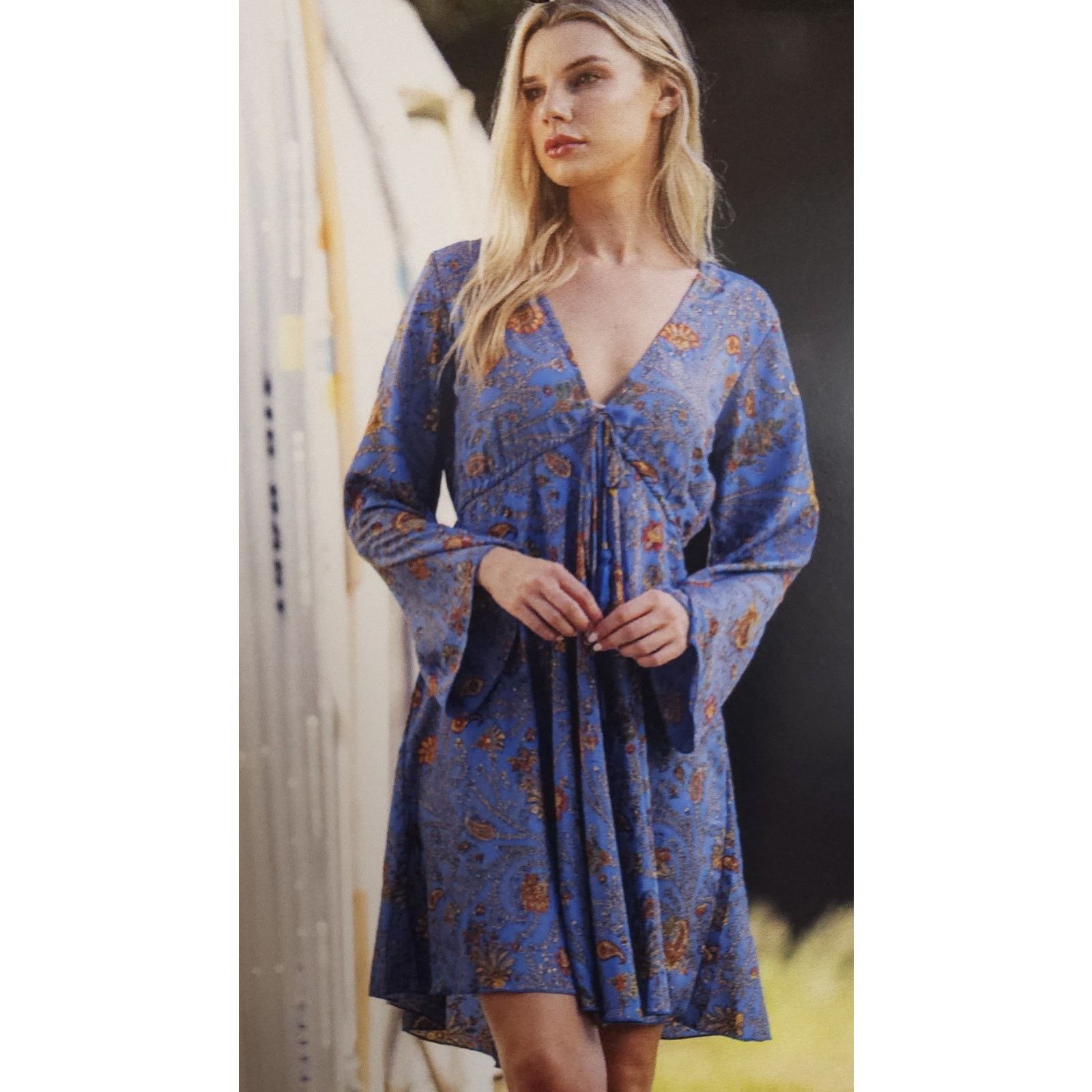 Other Cienna Janan Flare Sleeve Silk Mini Dress Small Size S / US 4 / IT 40 - 2 Thumbnail