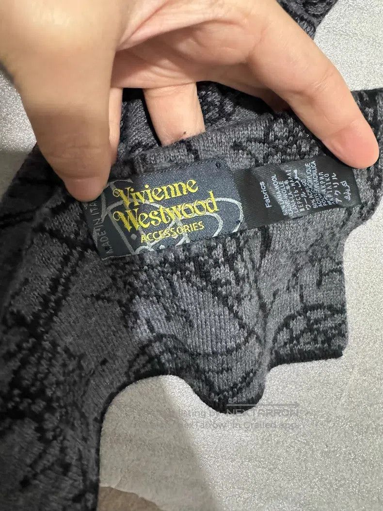 Vivienne Westwood Vivienne Westwood Black and Gray Two-Sided Saturn Scarf Size ONE SIZE - 5 Thumbnail