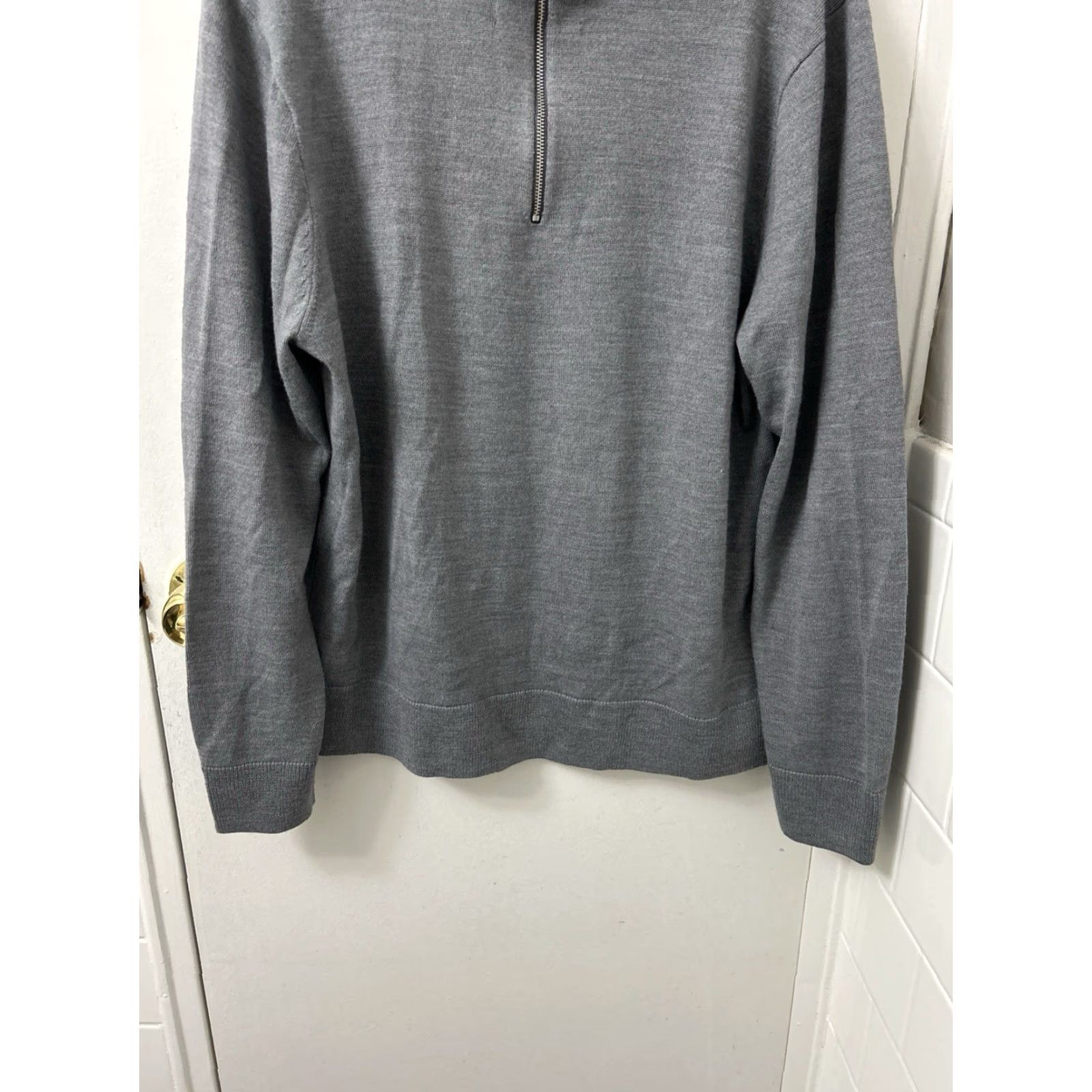 Vintage J Crew Sweater Mens Large Gray Merino Wool Blend 1/4 Zip Pullover Long Sleeve Size US L / EU 52-54 / 3 - 3 Thumbnail