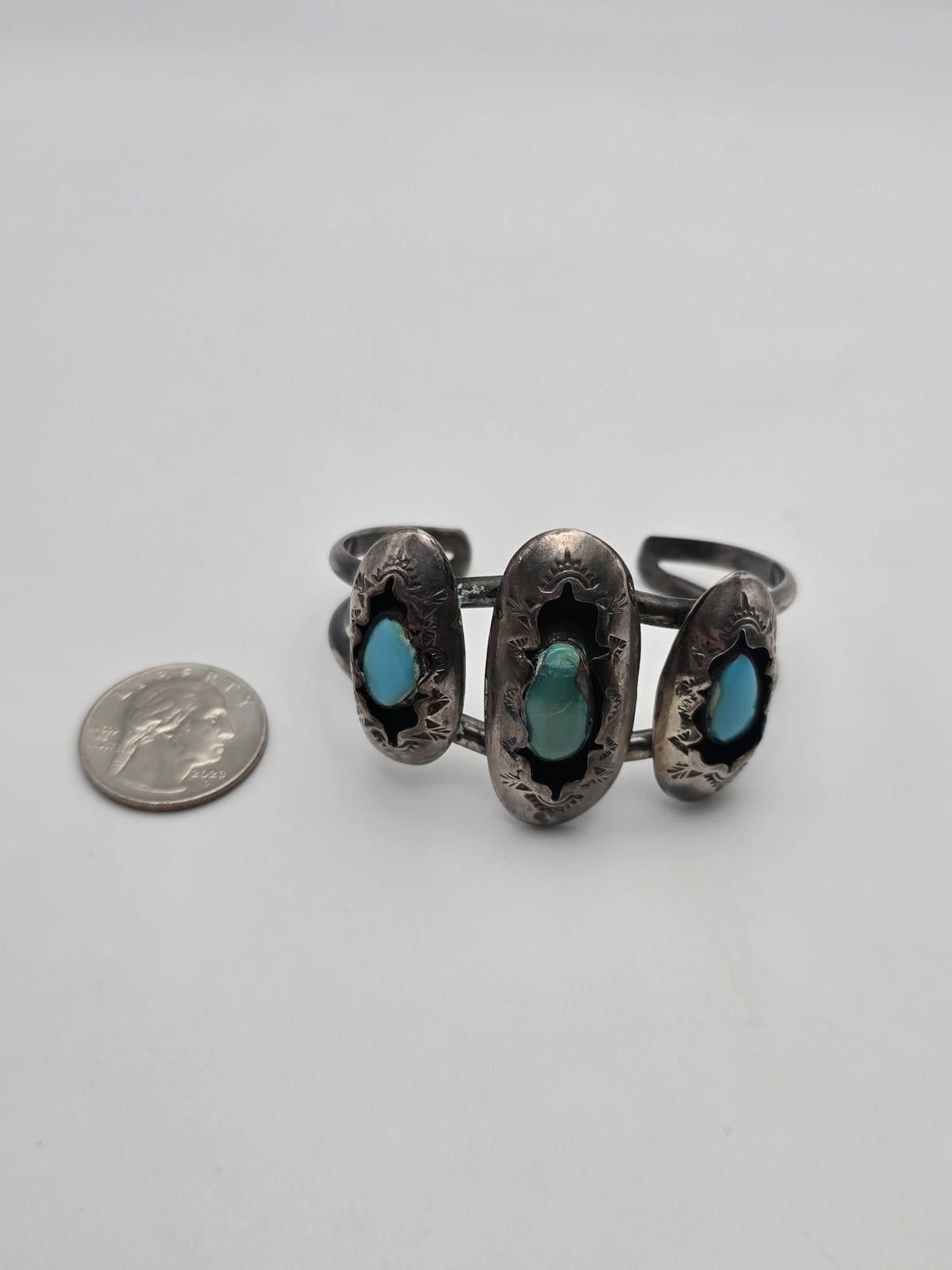 Other Vintage Navajo Style Sterling Silver Turquoise Cuff Bracelet Size ONE SIZE - 8 Thumbnail