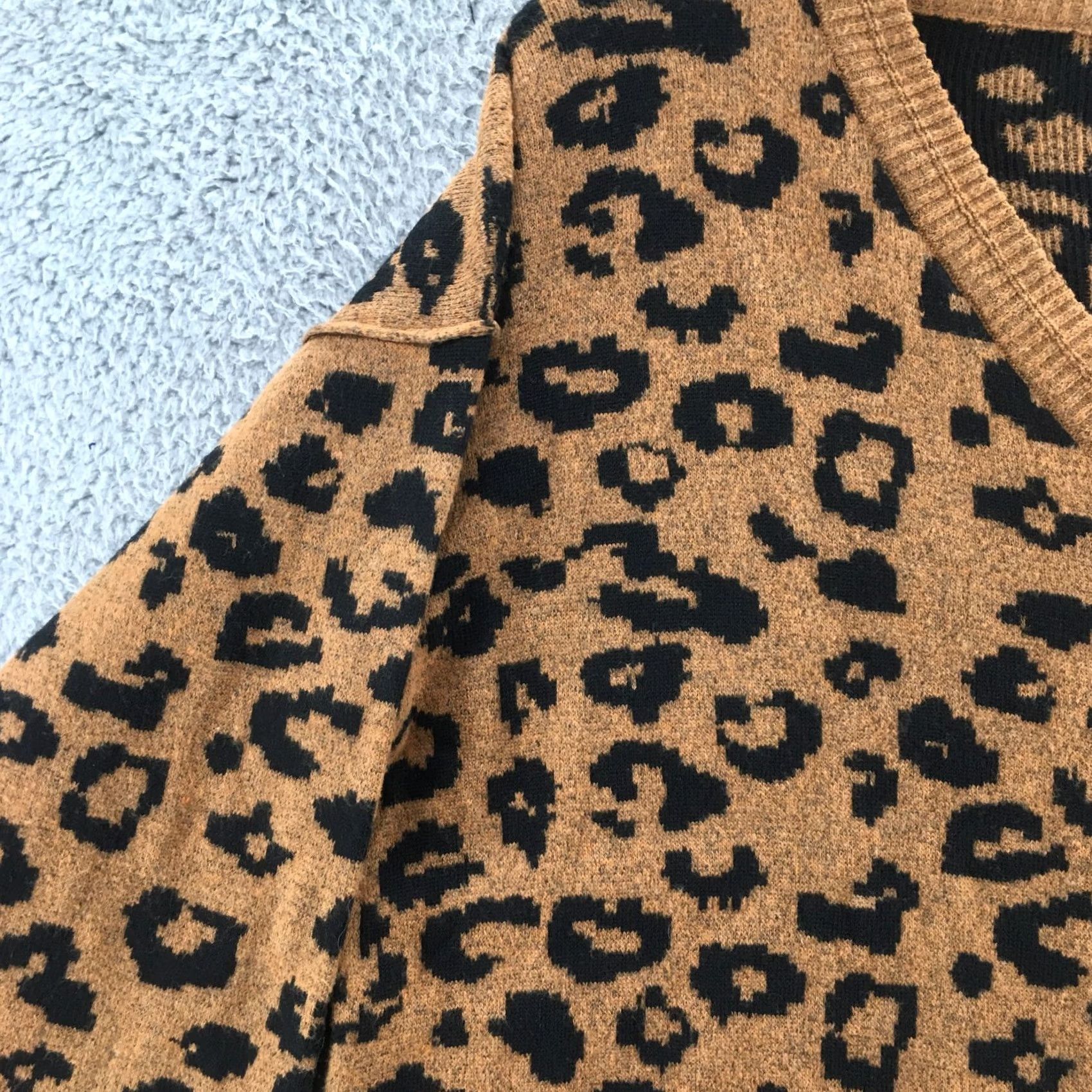 Vintage Knox Rose V-neck Sweater Women 2XL Brown Leopard Knit Pullover Casual NEW Size XXL / US 16-18 / IT 52-54 - 6 Thumbnail