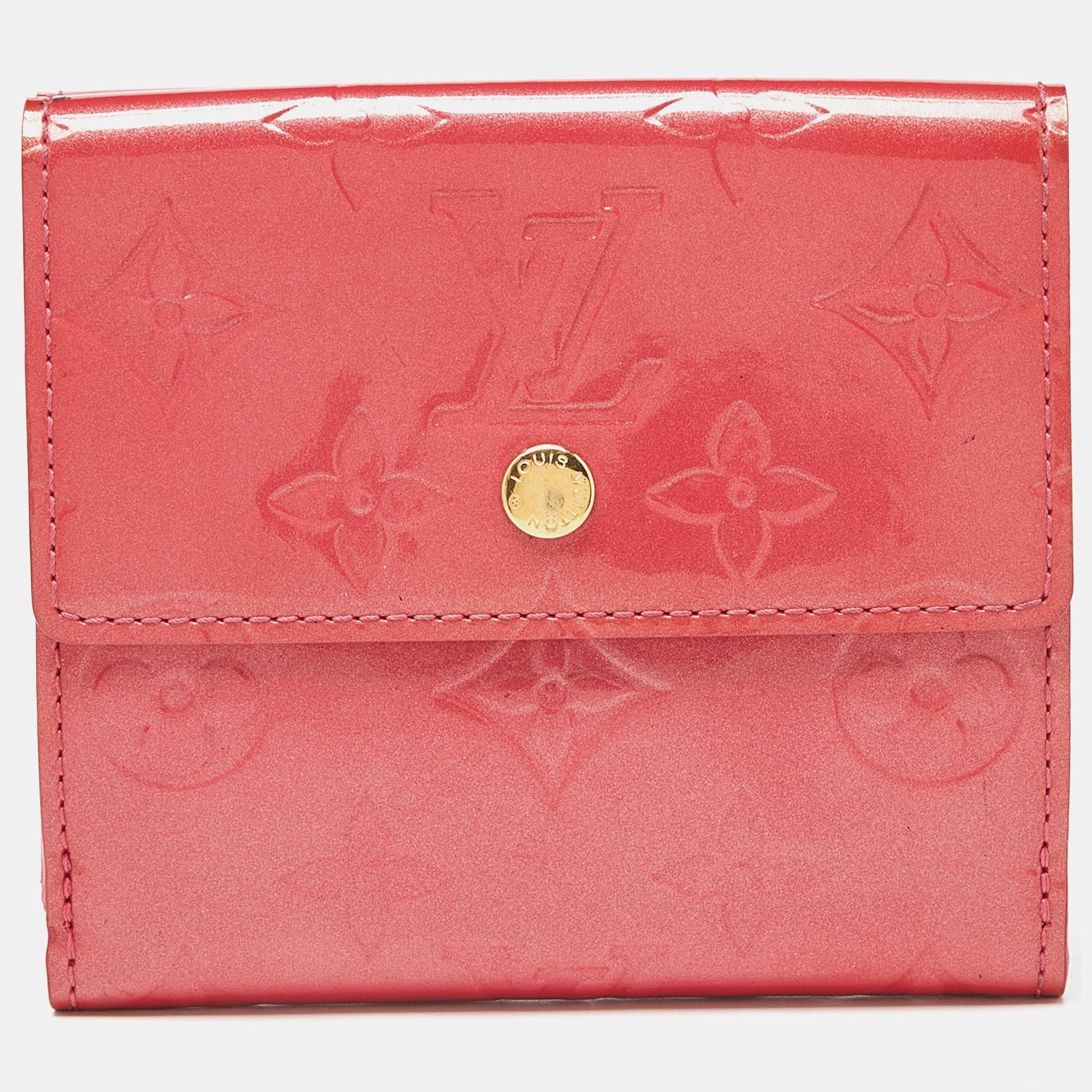 image of Louis Vuitton Framboise Monogram Vernis Elise Wallet in Red, Men's