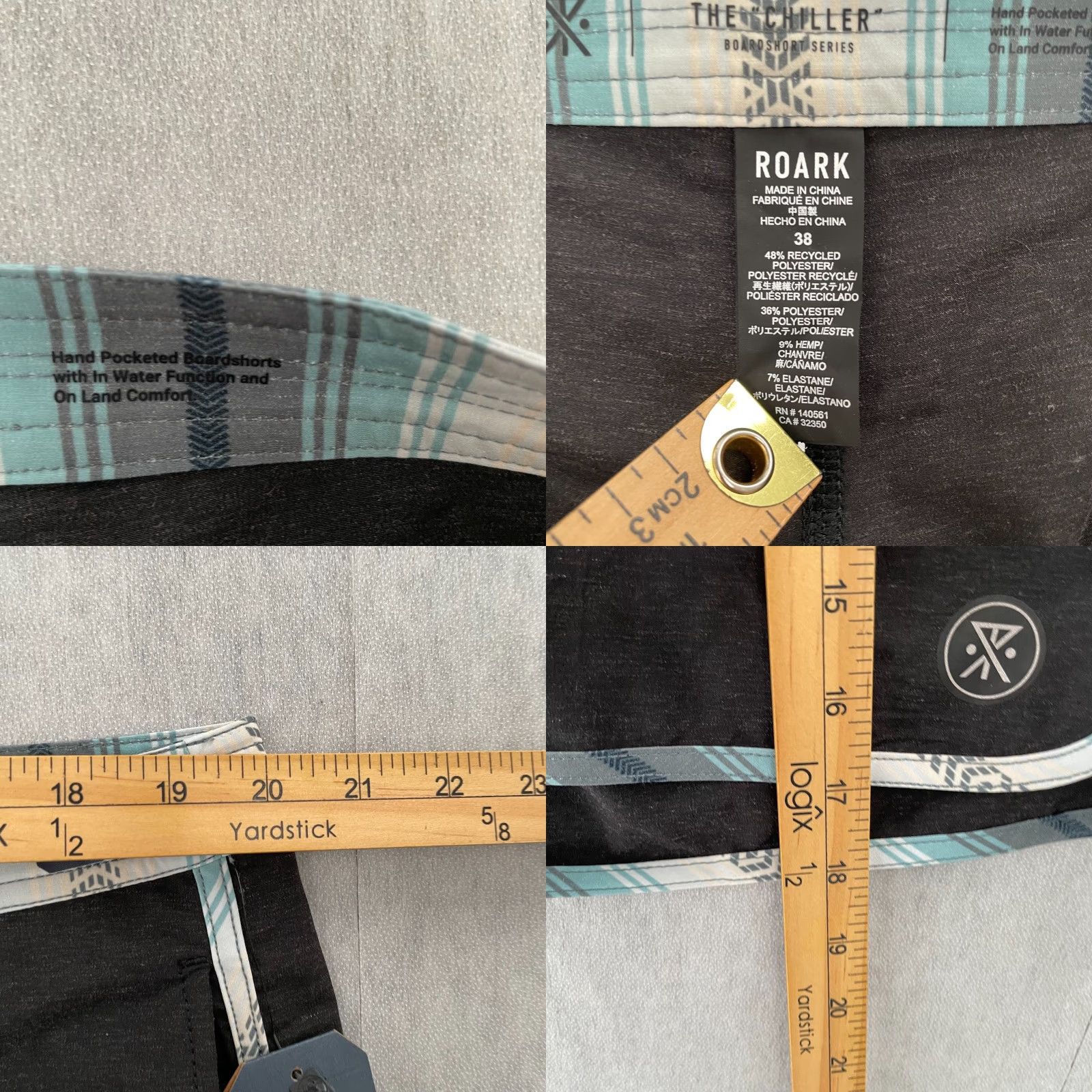 Roark Roark Shorts Mens 38 Black The Chiller Boardshorts Hemp Blend Adult Regular Inseam 6in Pockets Drawstring NEW Size US 38 / EU 54 - 8 Thumbnail