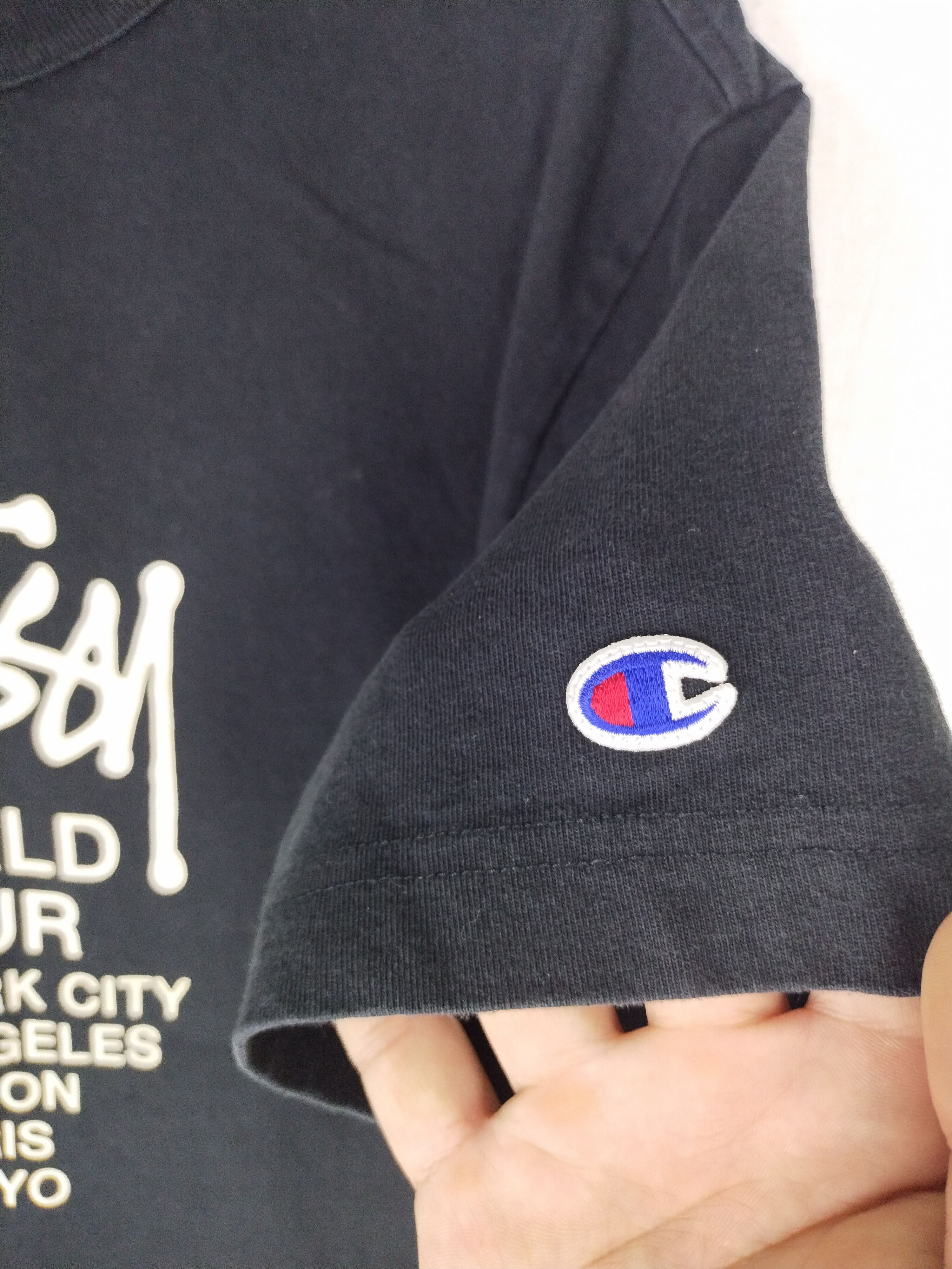 Champion × Stussy Vintage Stussy x Champion World Tour Black Tee Size US M / EU 48-50 / 2 - 3 Thumbnail