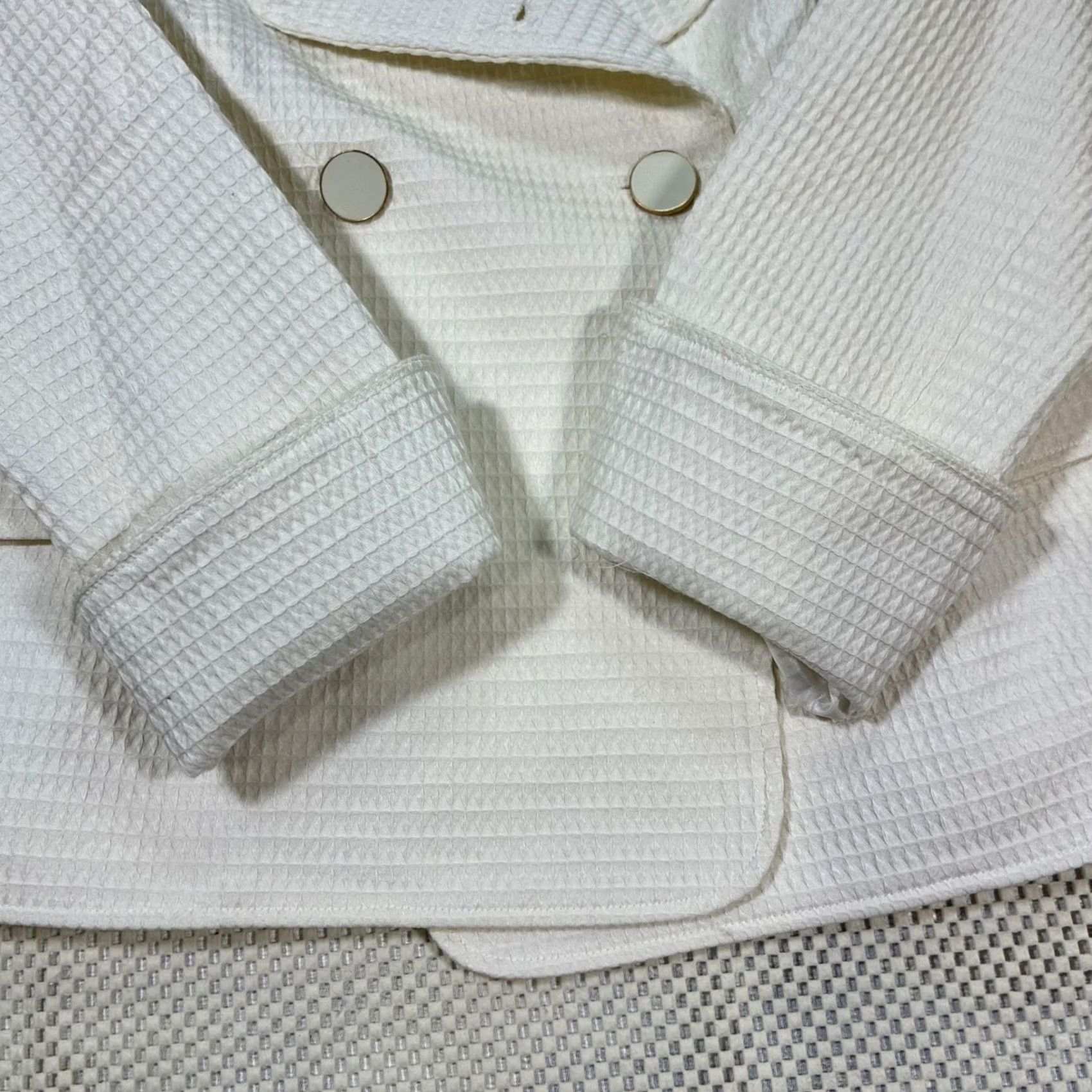 Talbots Talbots White Waffle Weave Double Breasted Blazer Jacket Women's Size 6 Shirt Blazer Womens Spring Summer Workwear Casual Size M / US 6-8 / IT 42-44 - 5 Thumbnail