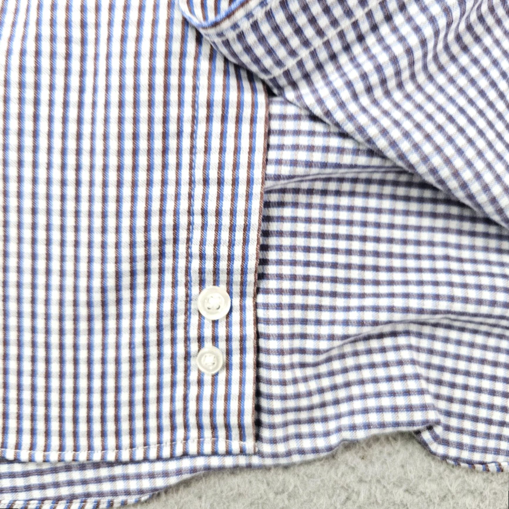 Stafford Stafford Shirt Mens XL Blue Brown Check Regular Fit Sweat Repel Gingham Size US XL / EU 56 / 4 - 6 Thumbnail