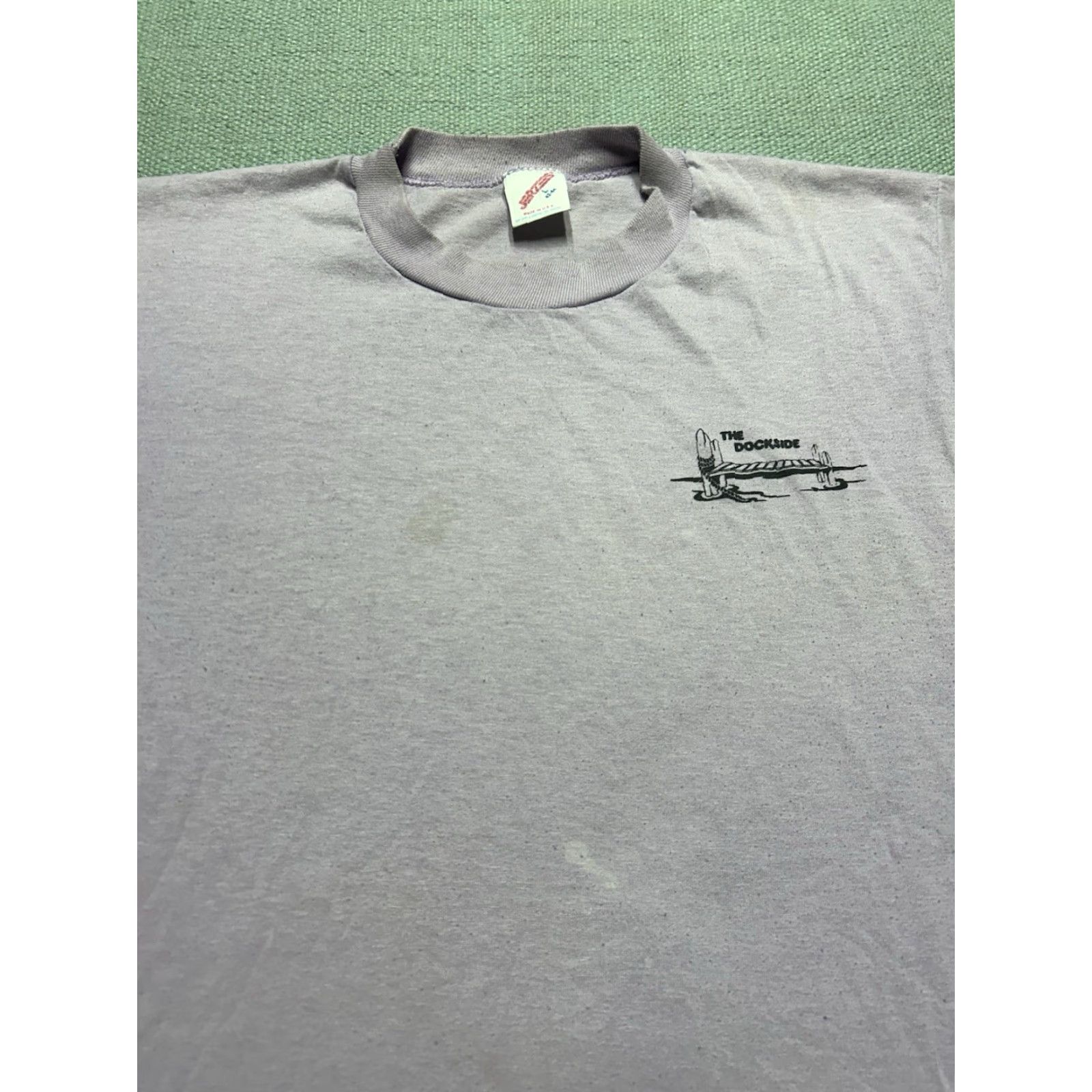 Jerzees VINTAGE 80s Jerzees T-Shirt the clam river dockside Michigan restaurant Purple Large Men Size US L / EU 52-54 / 3 - 5 Thumbnail