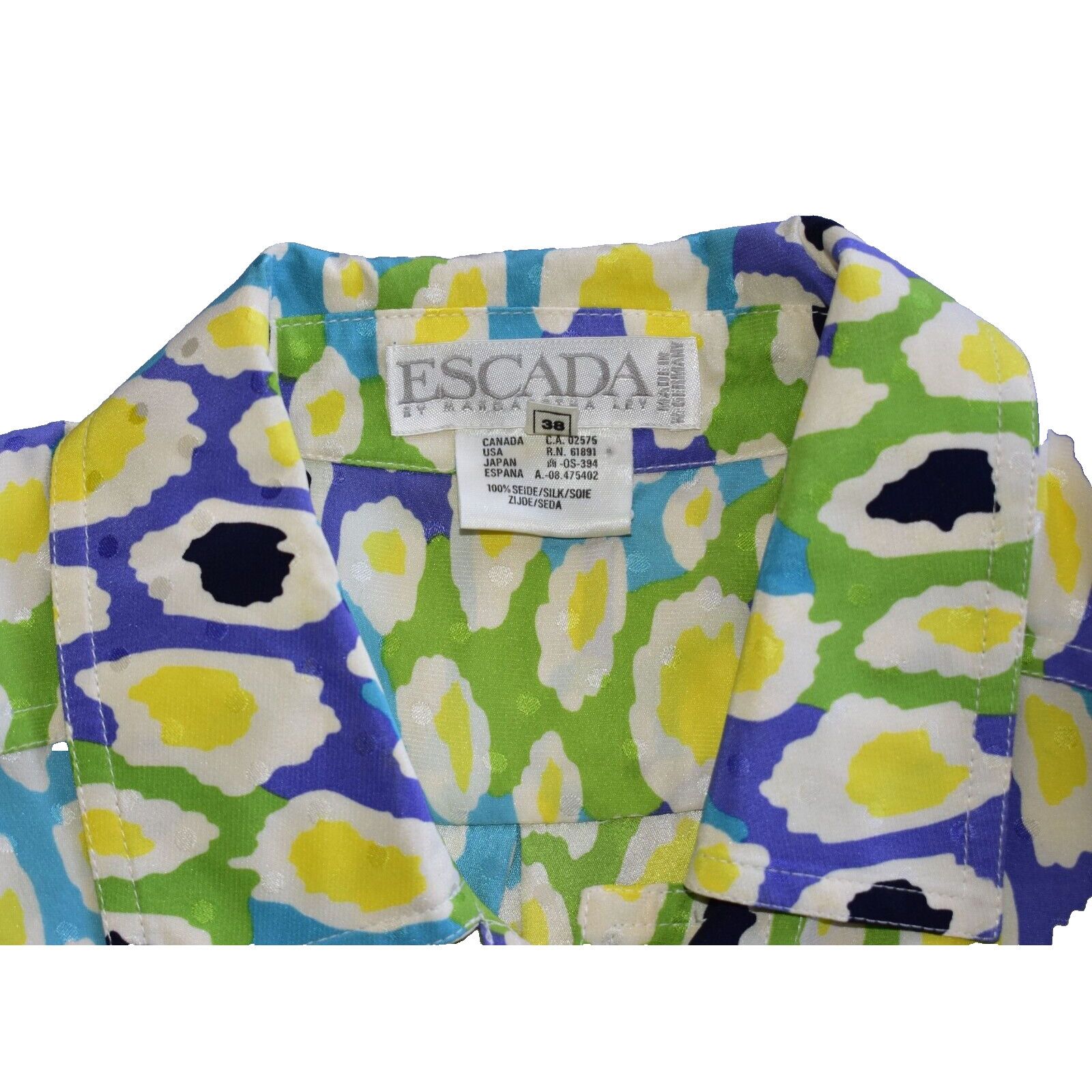 Escada ESCADA BY MARGARETHA LEY Turquoise Lime Silk Shirt Blouse 38 Size XS / US 0-2 / IT 36-38 - 4 Thumbnail