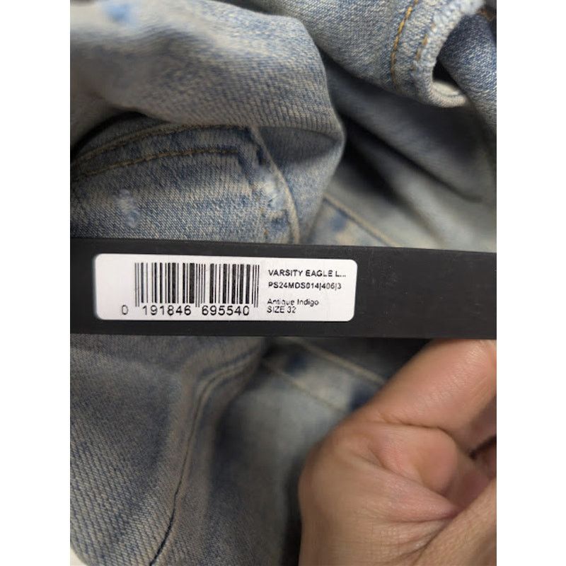 Amiri o1rshd1 Varsity Eagle Logo Skinny Jeans in Antique Indigo Size US 32 / EU 48 - 23 Thumbnail