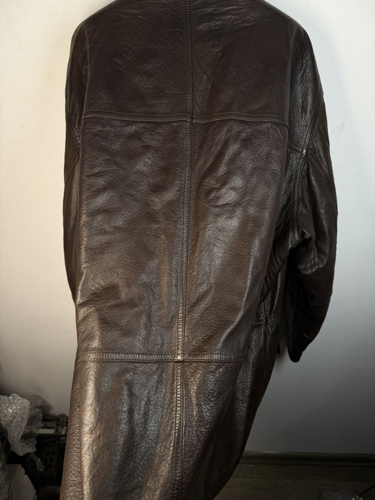 Yves Saint Laurent 90s Napa Leather YSL Jacket Soft Brown Warm Coat Long Size US L / EU 52-54 / 3 - 14 Thumbnail