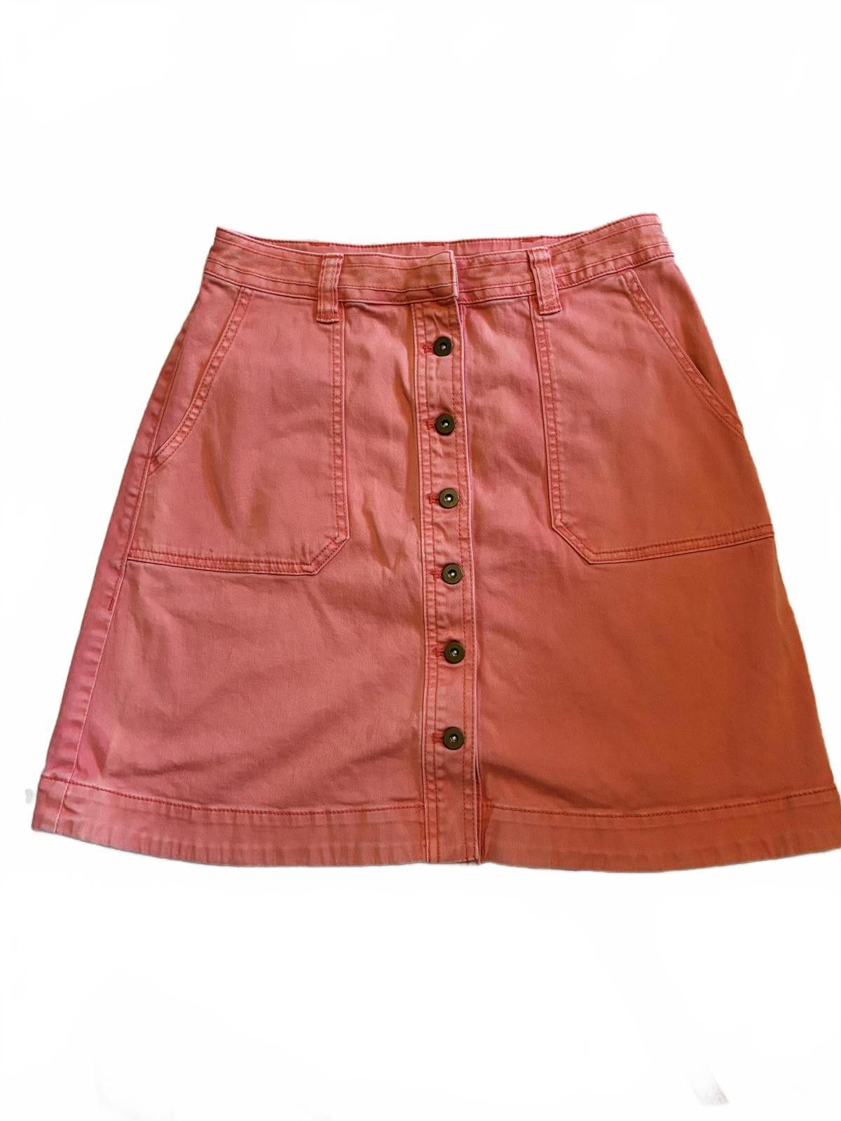 Designer Anthropologie Pilcro/ Letterpress Button Coral Chino Skirt 0 Size 32" / US 10 / IT 46 - 2 Thumbnail
