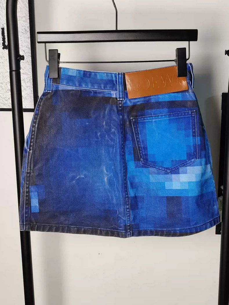 Loewe LOEWE Mosaic denim skirt Size 42" / US 20 - 2 Thumbnail