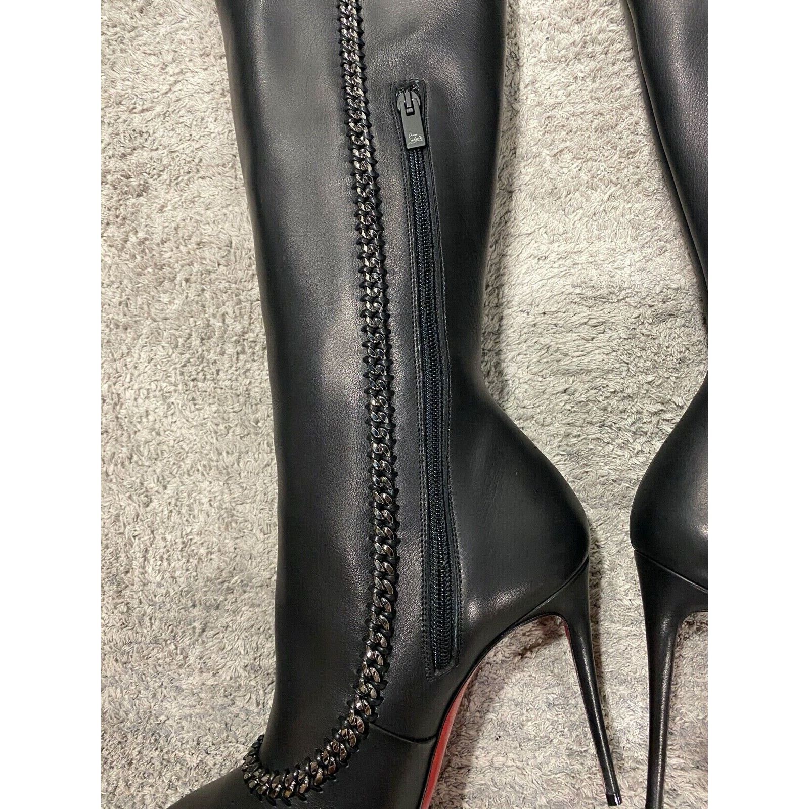 Christian Louboutin Christian Louboutin Clemence Botta 100 Black Leather Size US 7.5 / IT 37.5 - 8 Thumbnail