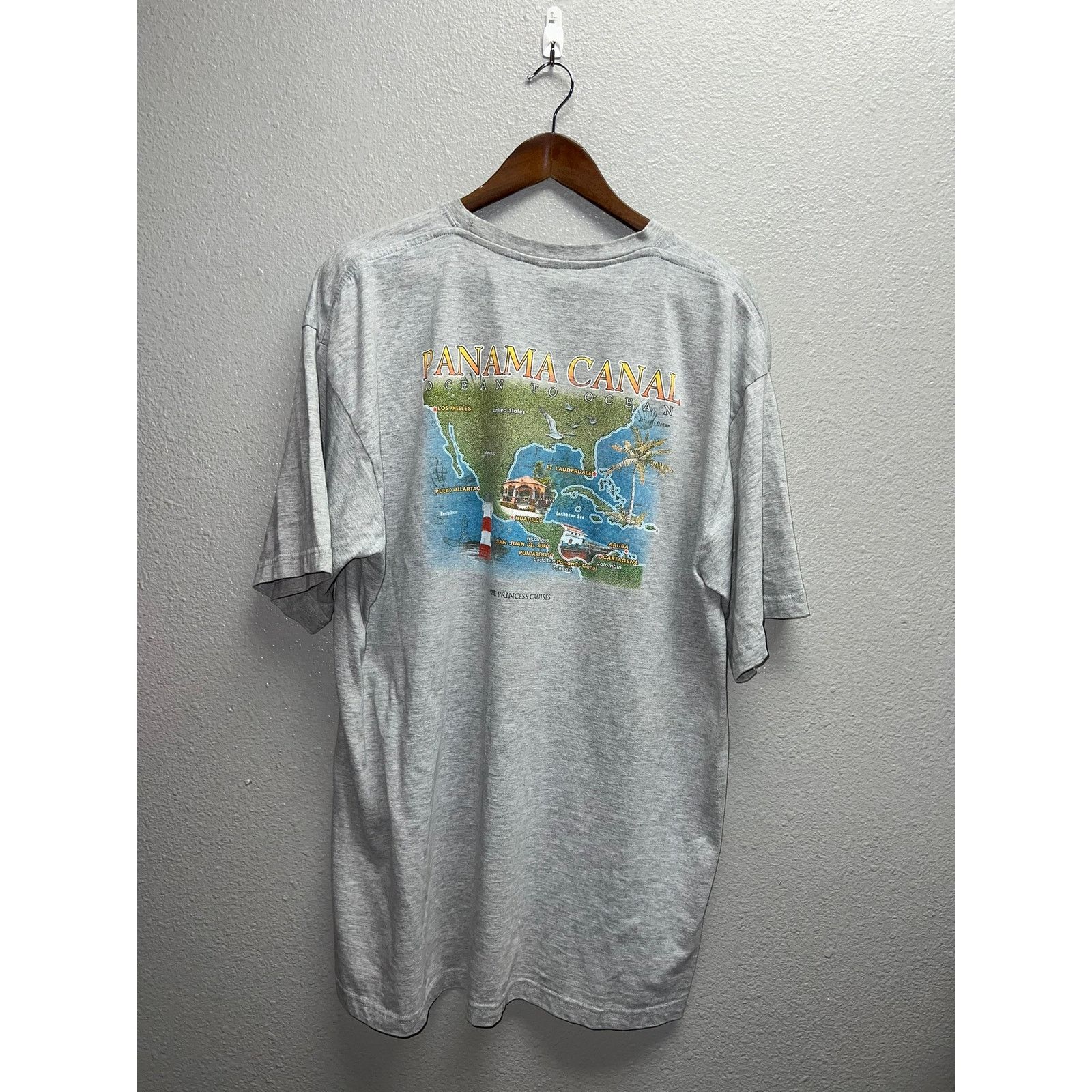 Vintage Princess Cruises Panama Canal Shirt Ocean Graphic Gray Tee 2 Size US XXL / EU 58 / 5 - 1 Thumbnail