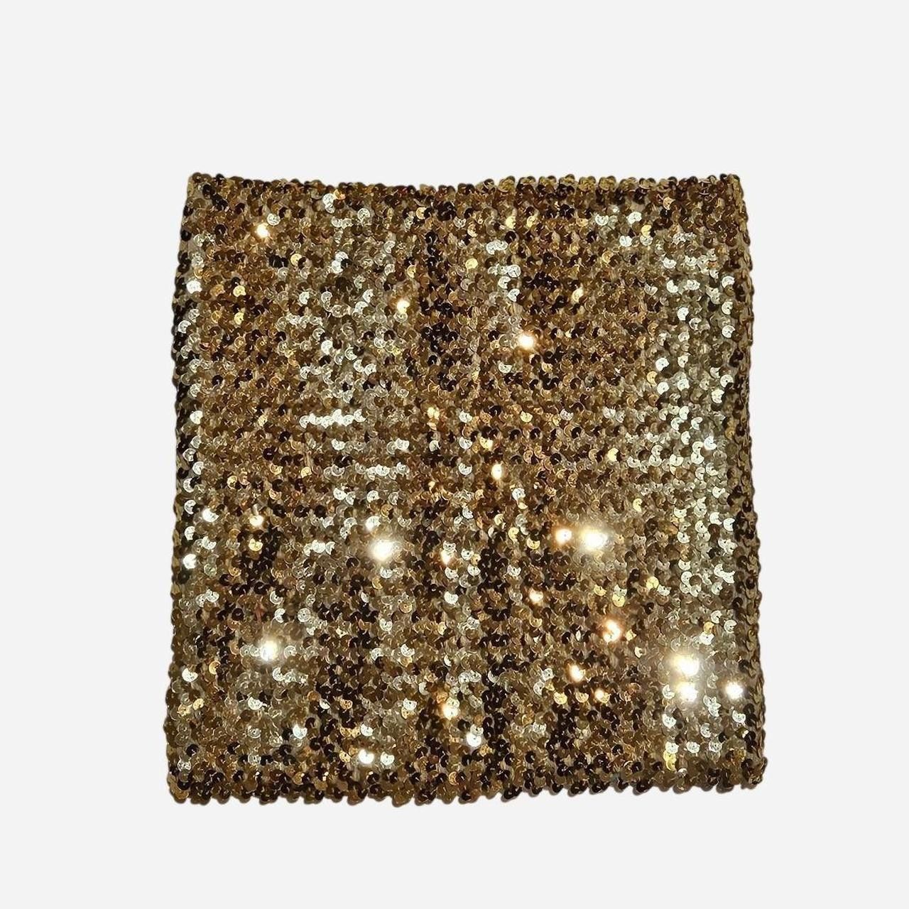 Vintage vintage boho festival gold sequin disco strapless tube top Size S / US 4 / IT 40 - 1 Thumbnail