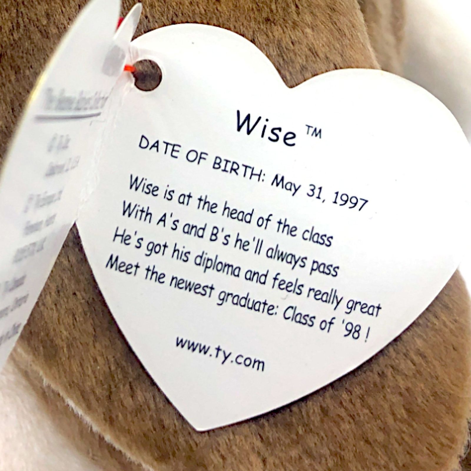 Vintage Ty Beanie Baby 1997 - Wise the Owl Size ONE SIZE - 5 Thumbnail